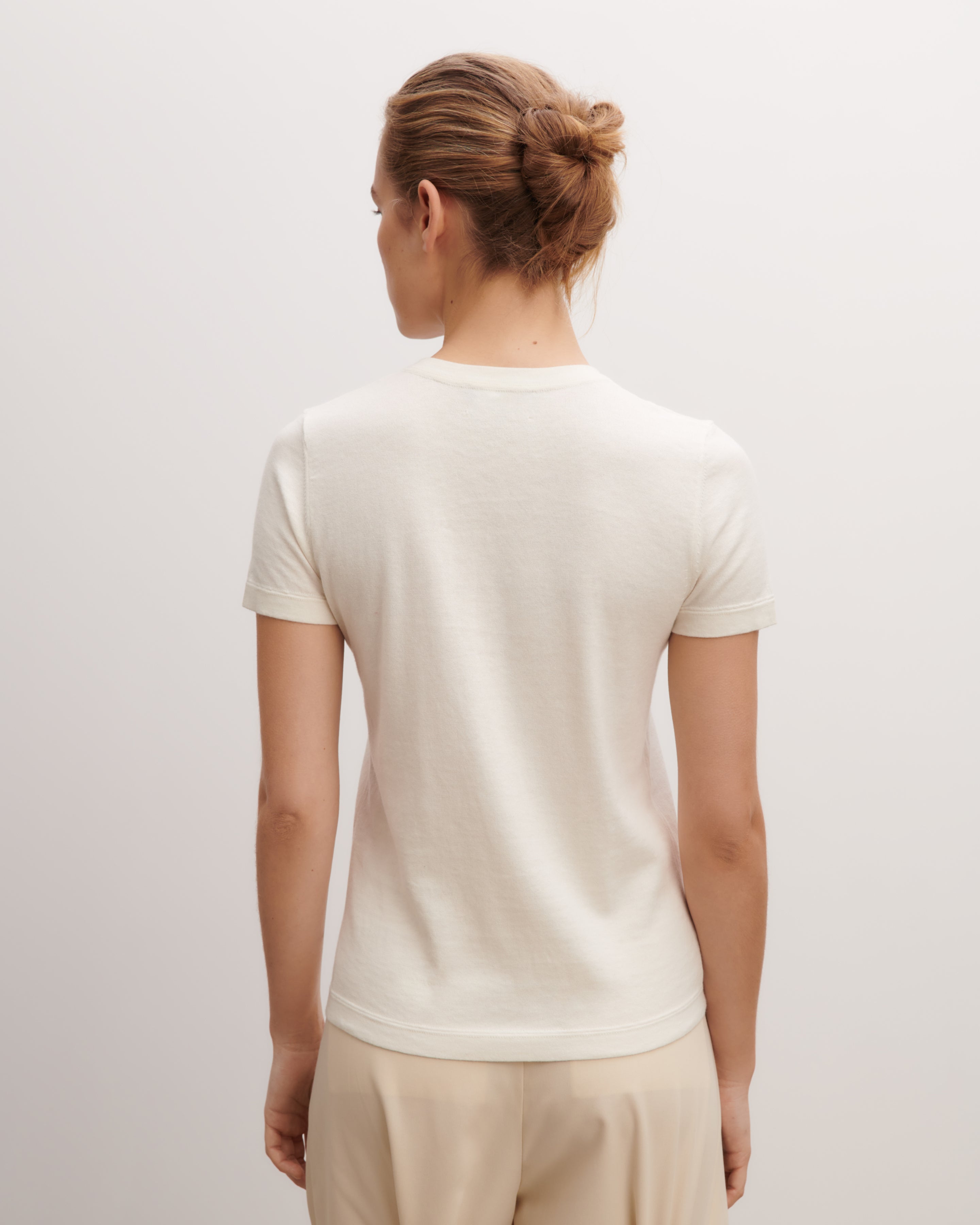 T-shirt ultrafin-NATUREL-85% PIMA COTON 15% CACHEMIRE