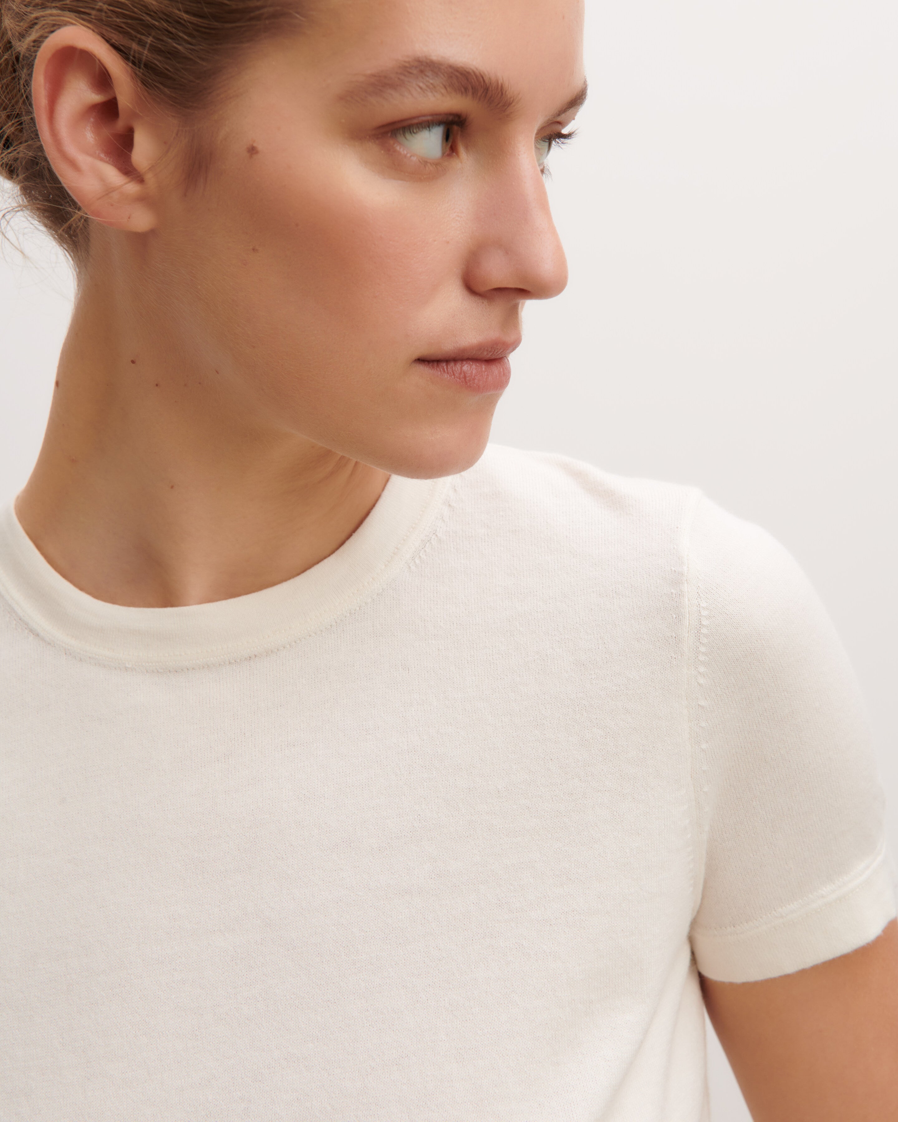 T-shirt ultrafin-NATUREL-85% PIMA COTON 15% CACHEMIRE