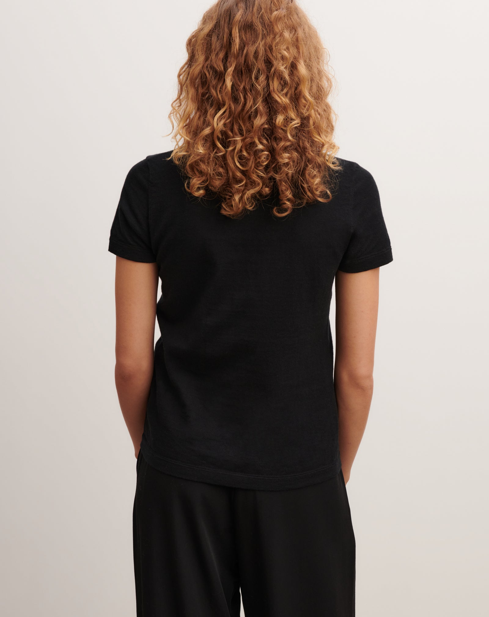 T-shirt ultrafin-NOIR-85% pima coton 15% cachemire