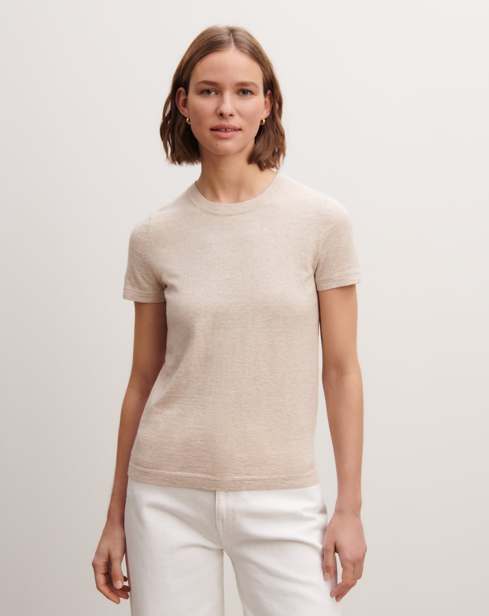 T-shirt ultrafin-TOURTERELLE-85% pima coton 15% cachemire