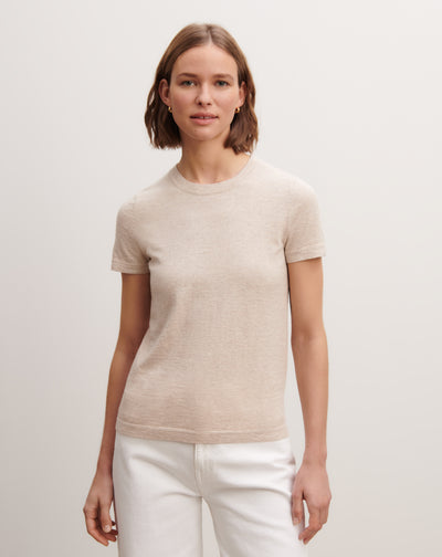 T-shirt ultrafin-TOURTERELLE-85% pima coton 15% cachemire