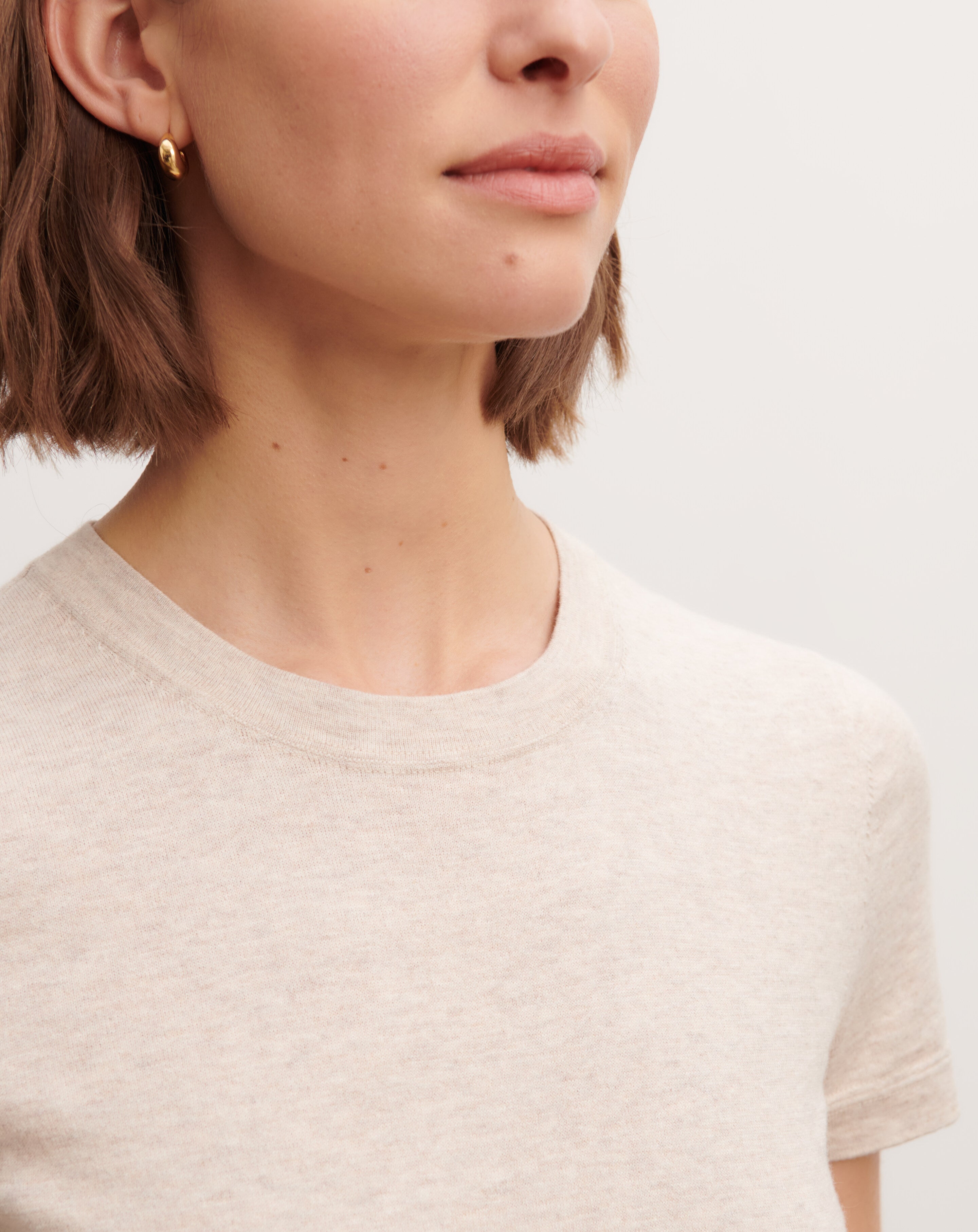 T-shirt ultrafin-TOURTERELLE-85% pima coton 15% cachemire