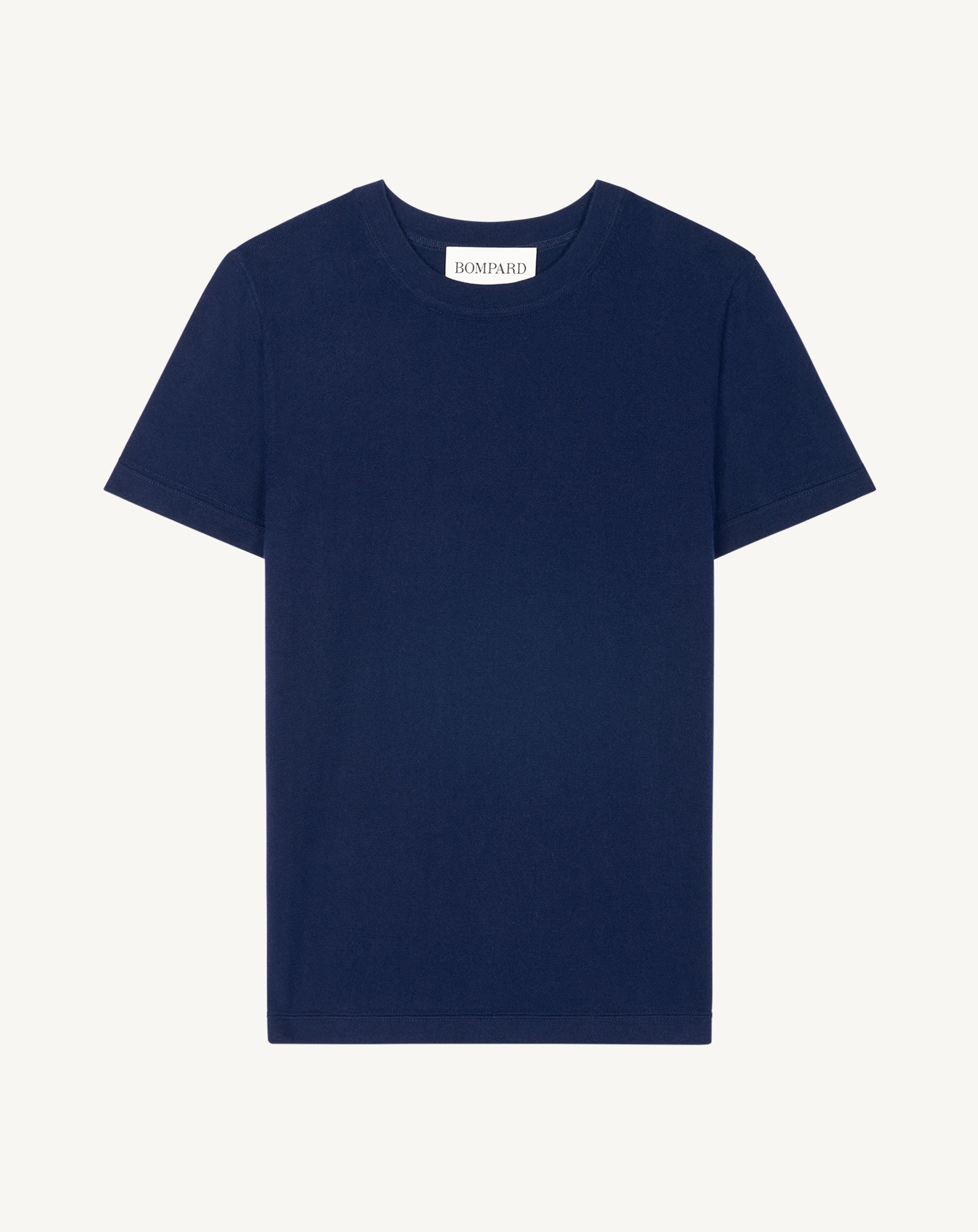 T-shirt ultrafin-MARINE-85% PIMA COTON 15% CACHEMIRE
