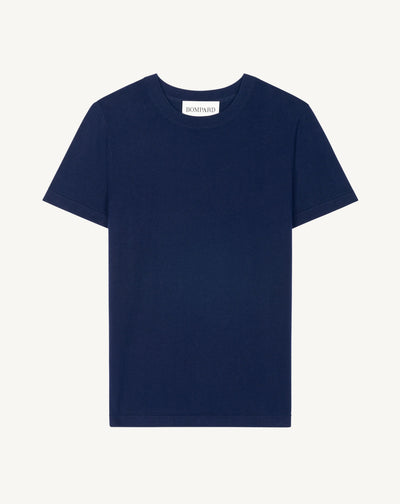 T-shirt ultrafin-MARINE-85% PIMA COTON 15% CACHEMIRE