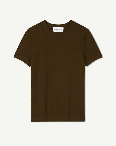 T-shirt ultrafin-CHOCOLAT-85% pima coton 15% cachemire
