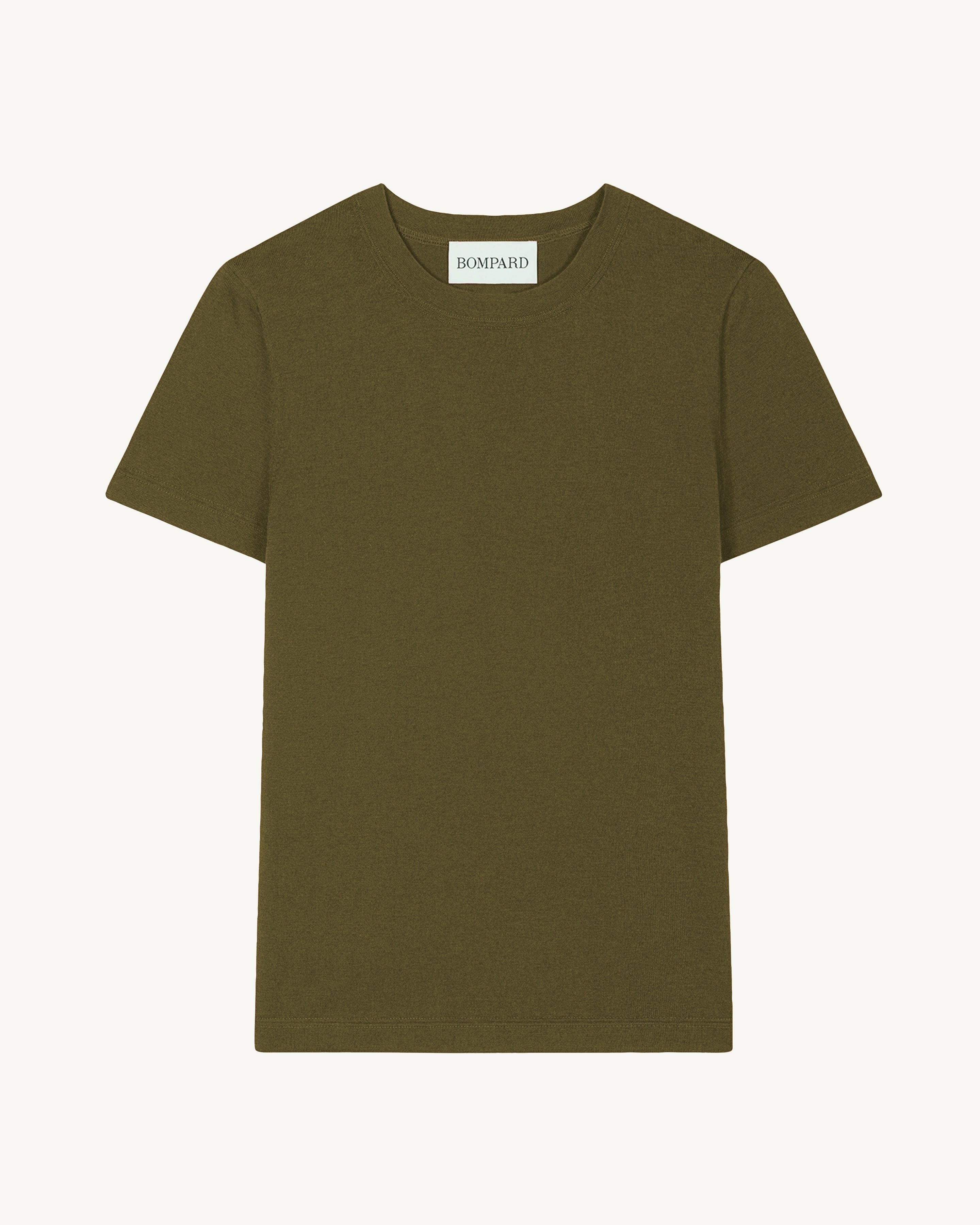 T-shirt ultrafin-OLIVE-85% pima coton 15% cachemire