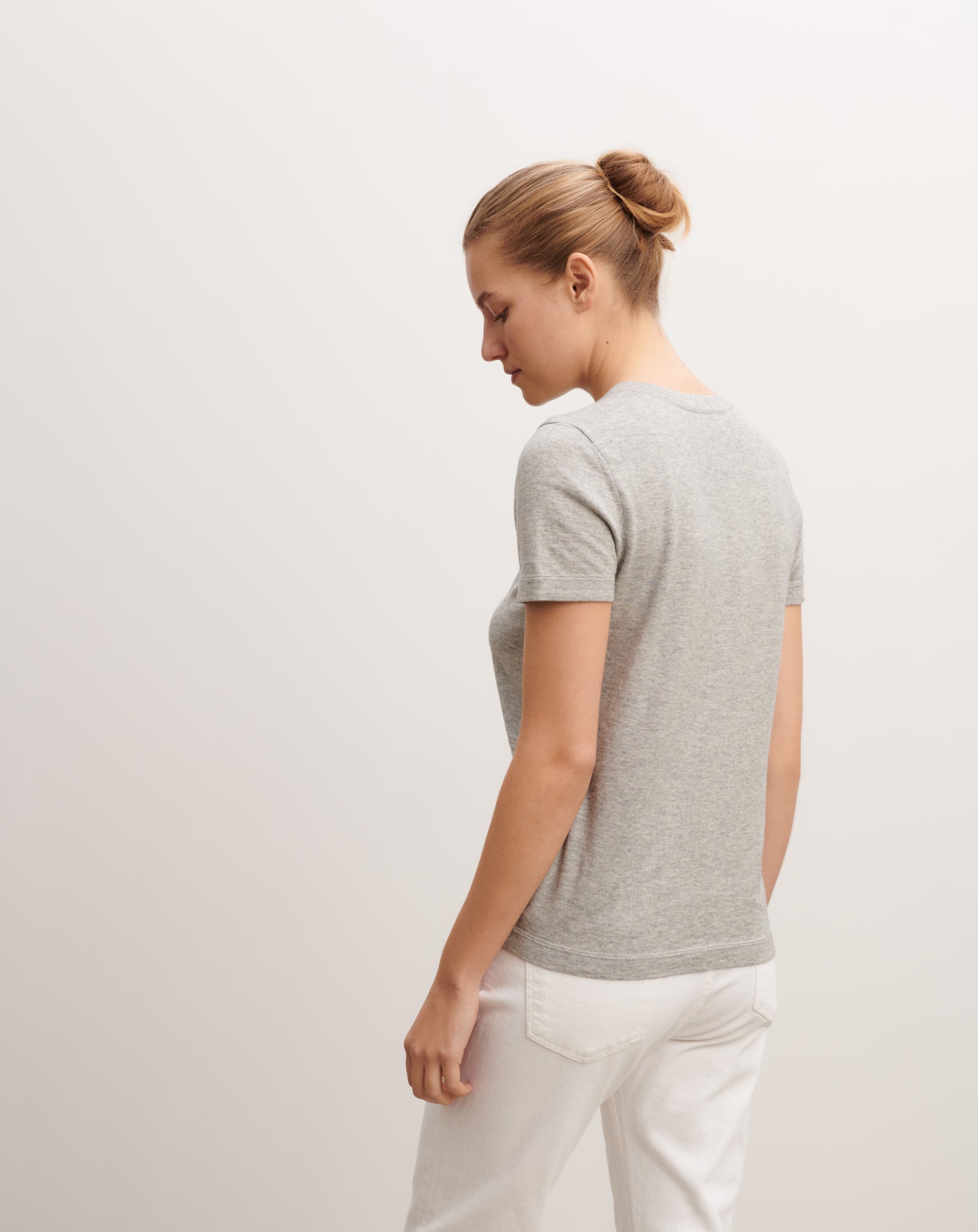 T-shirt ultrafin-GRIS ARGENTE-85% pima coton 15% cachemire