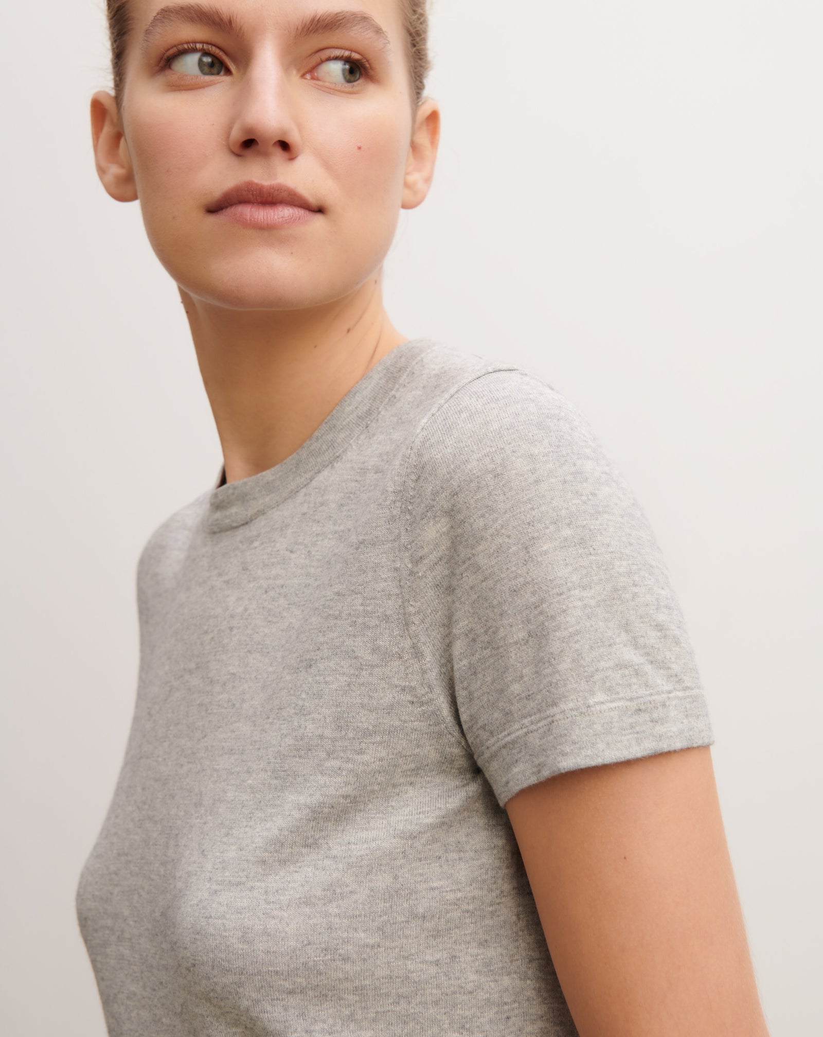 T-shirt ultrafin-GRIS ARGENTE-85% pima coton 15% cachemire