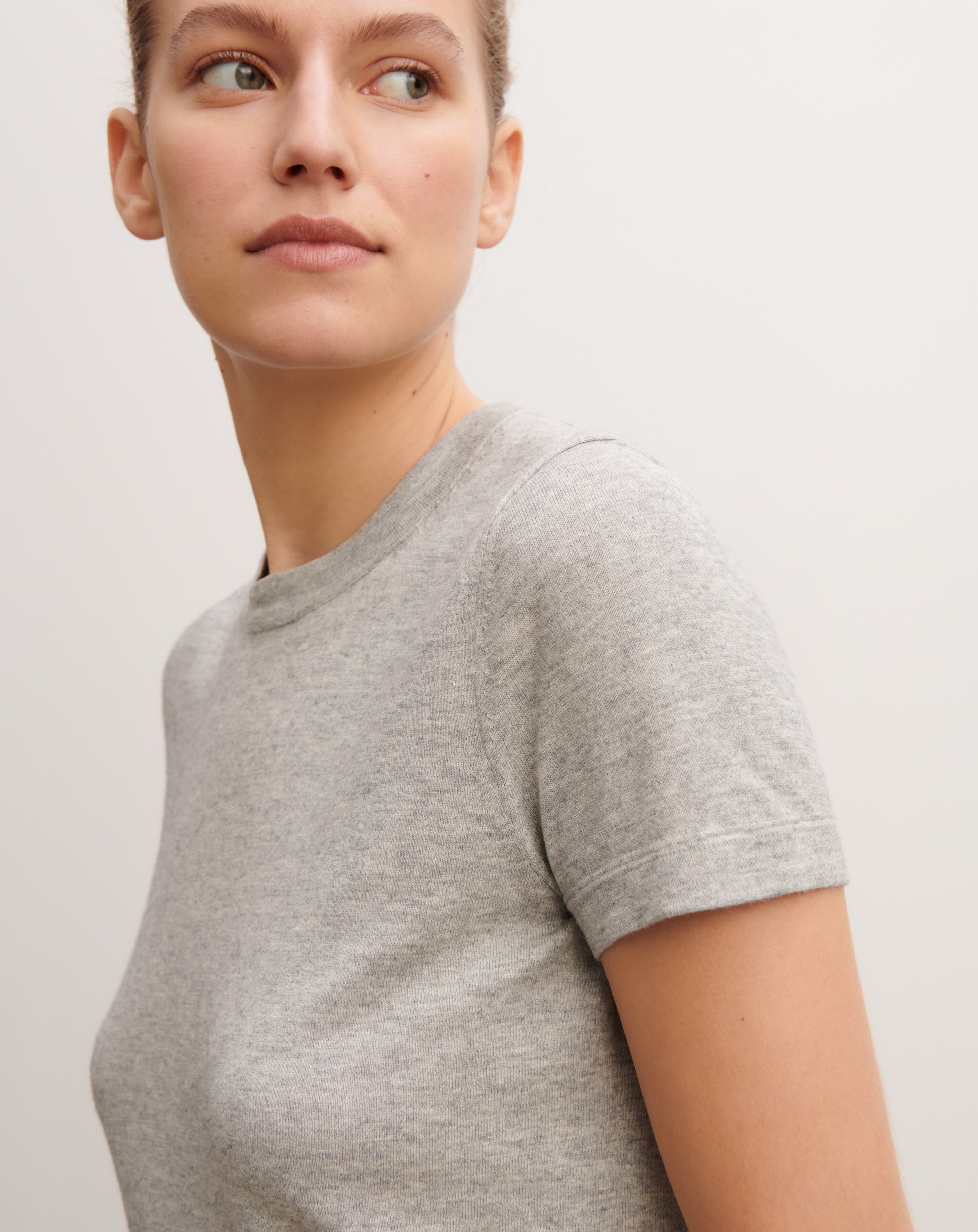 T-shirt ultrafin-GRIS ARGENTE-85% pima coton 15% cachemire