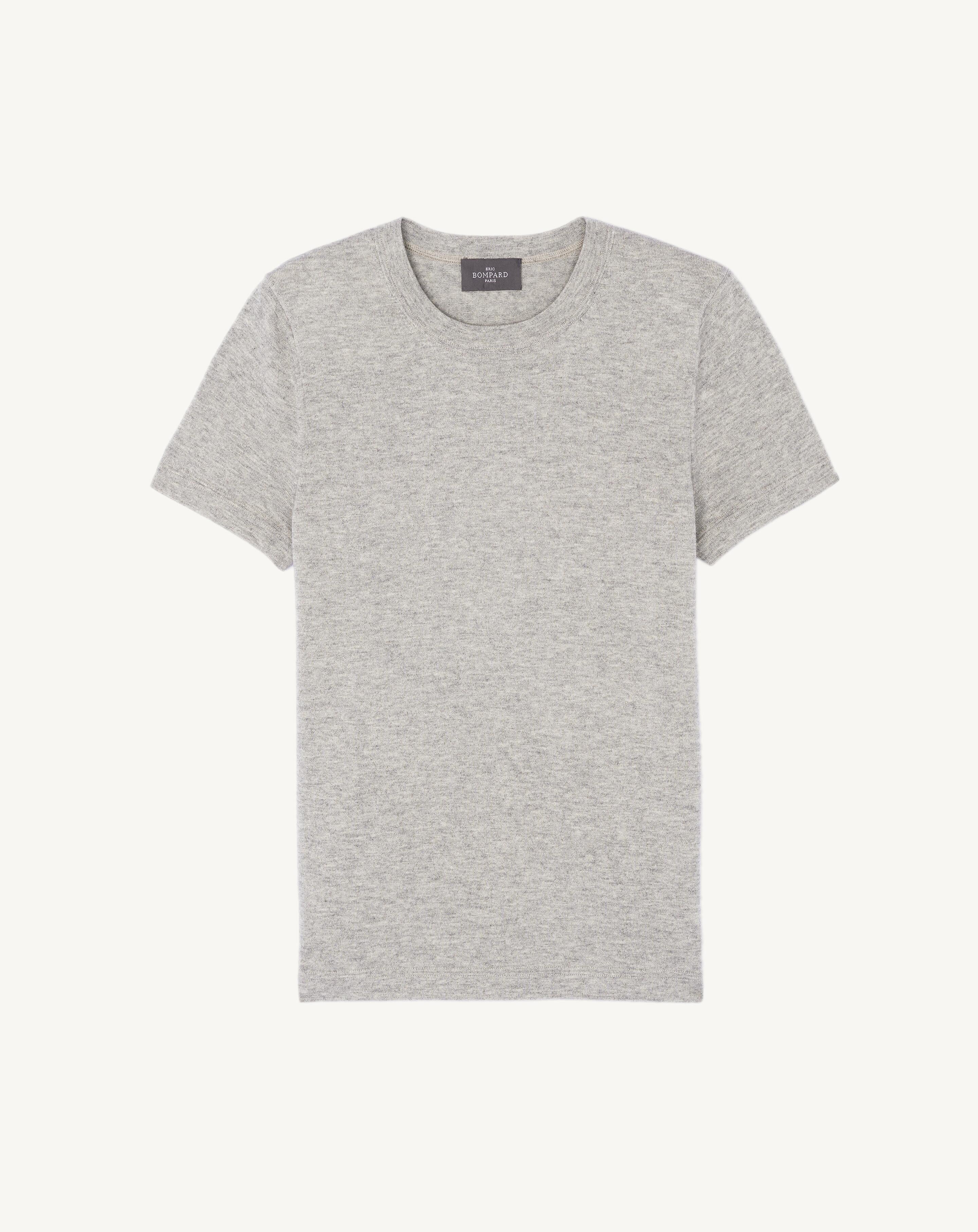 T-shirt ultrafin-GRIS ARGENTE-85% pima coton 15% cachemire
