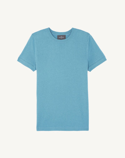 T-shirt ultrafin-BLEU HERON-85% pima coton 15% cachemire
