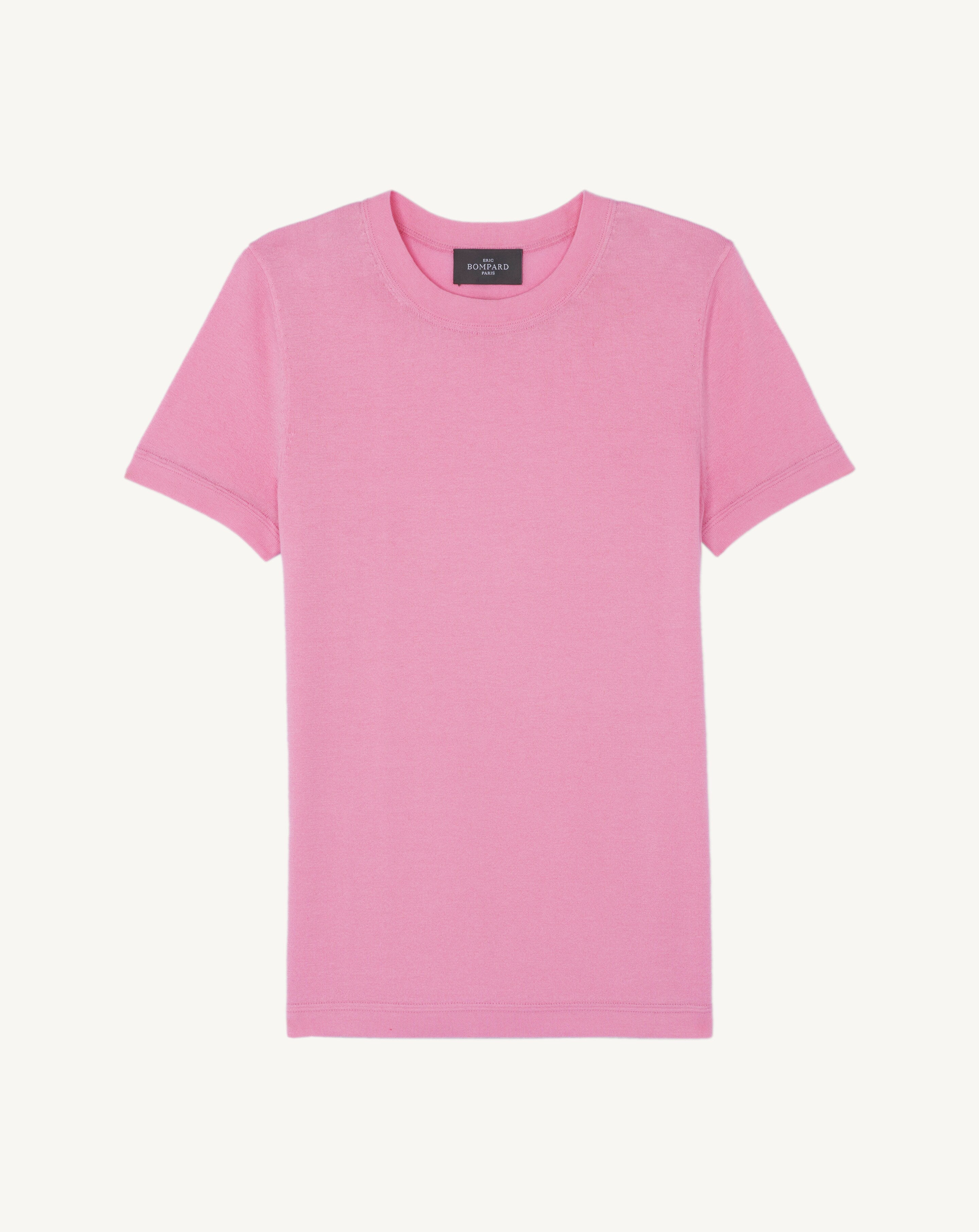 T-shirt ultrafin-ROSE INDIEN-85% pima coton 15% cachemire