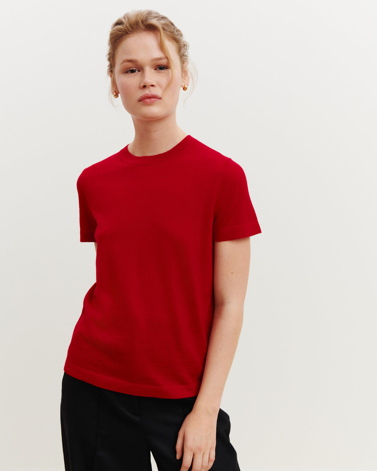 T-shirt Frida-ROUGE QUARANTE-85% pima coton 15% cachemire