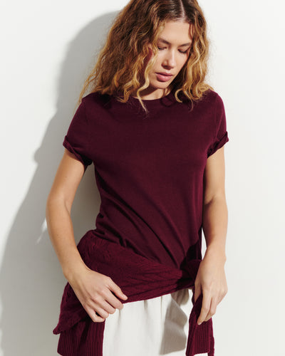 T-shirt ultrafin-OXALIS-85% pima coton 15% cachemire