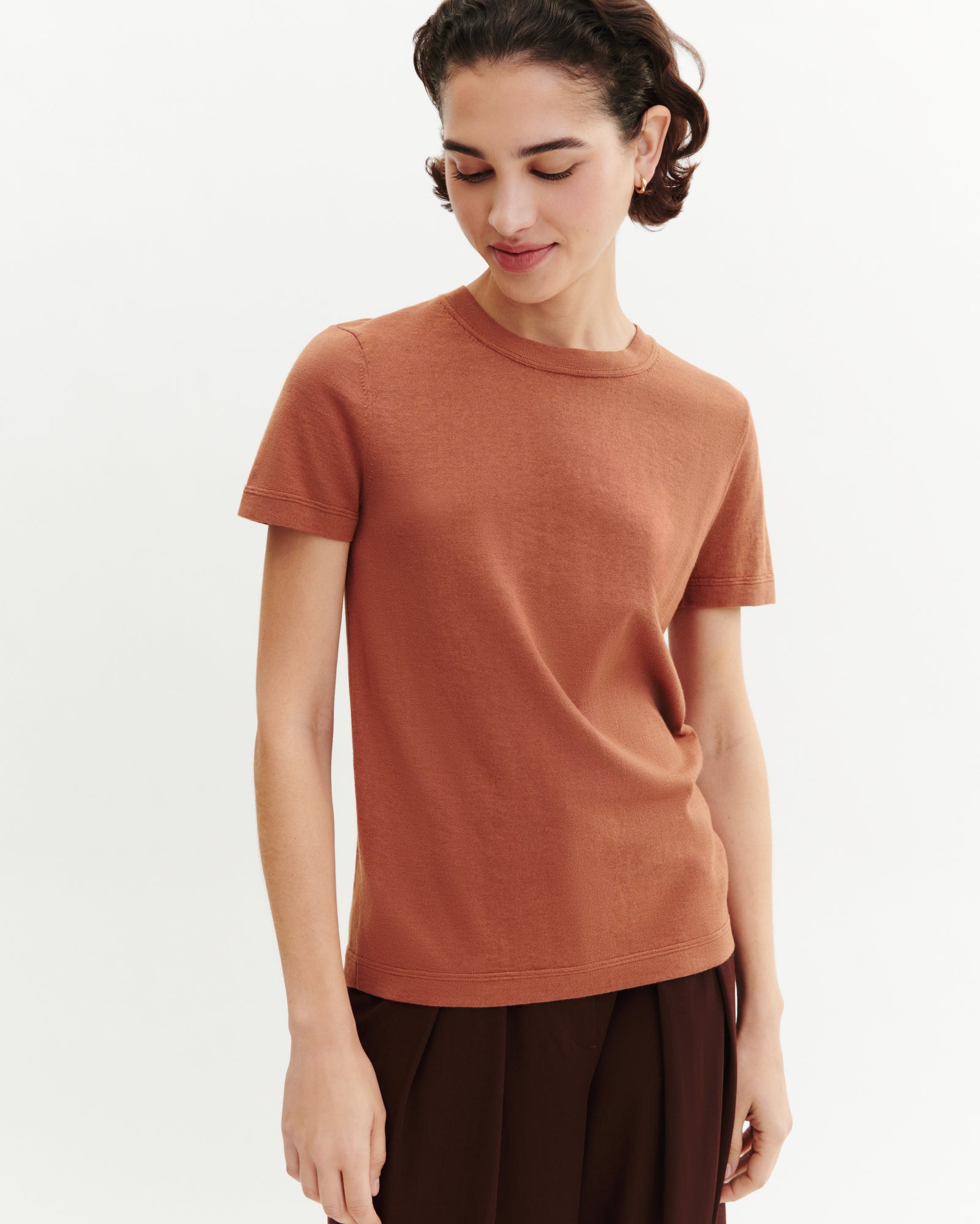 T-shirt ultrafin-HENNE-85% pima coton 15% cachemire