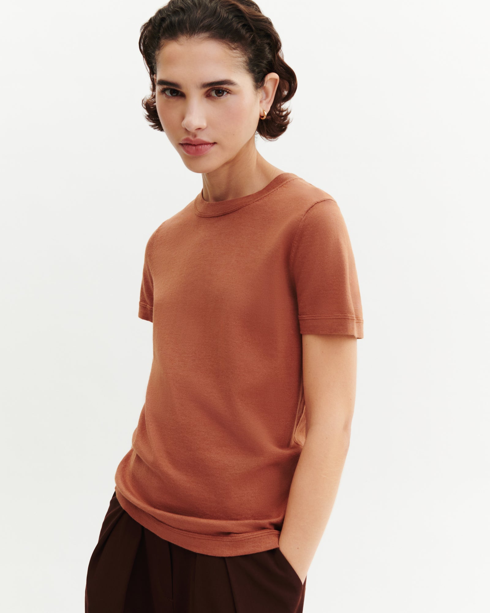 T-shirt ultrafin-HENNE-85% pima coton 15% cachemire