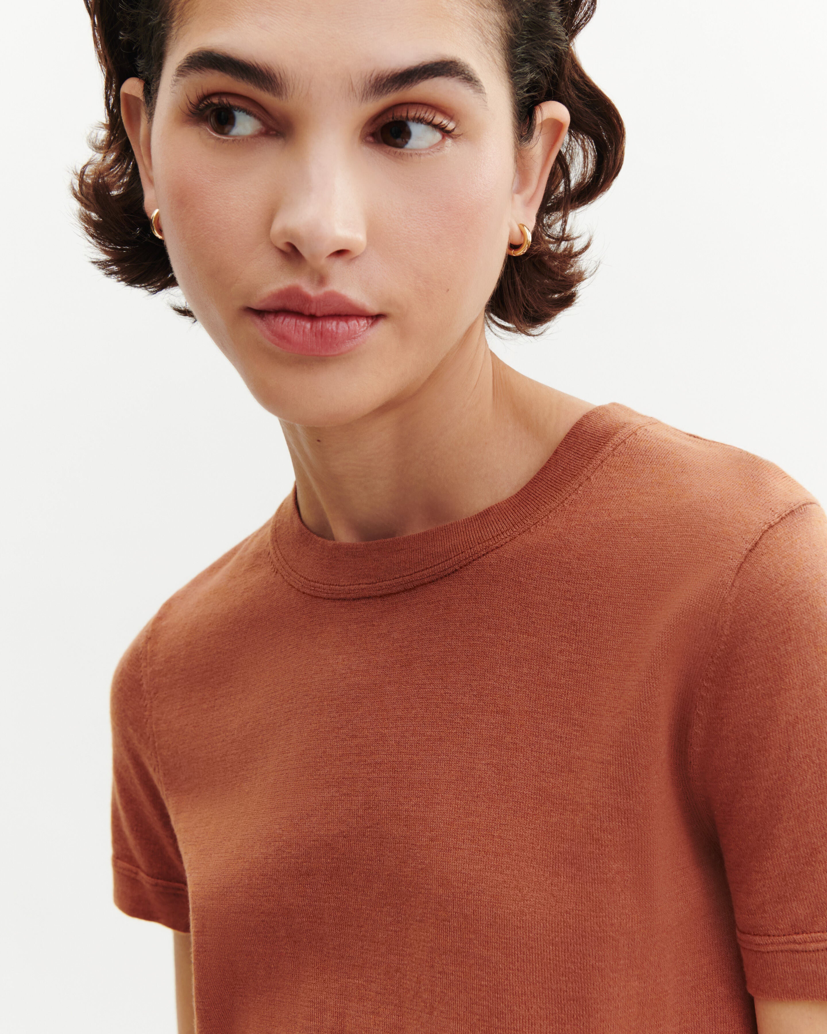 T-shirt ultrafin-HENNE-85% pima coton 15% cachemire