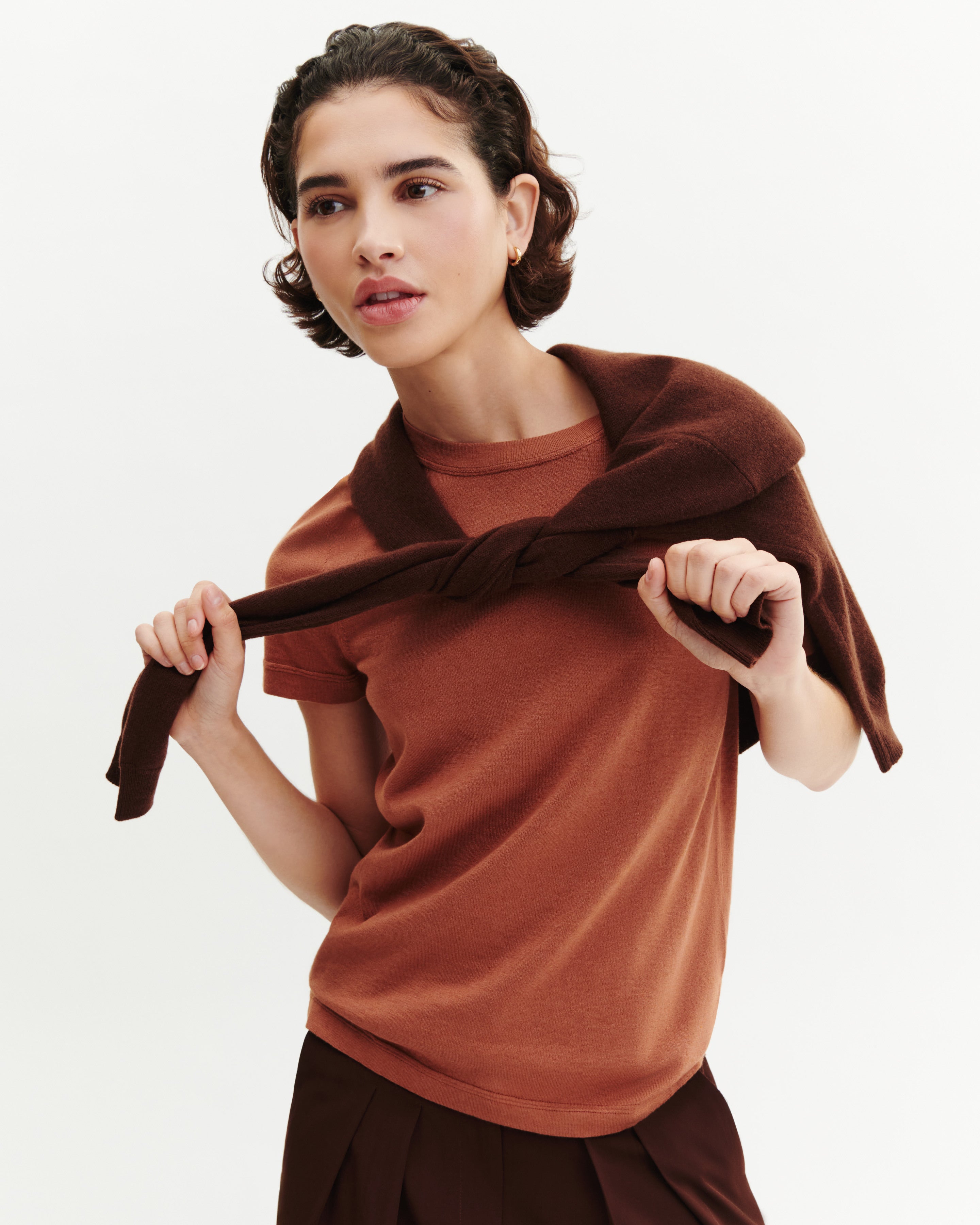 T-shirt ultrafin-HENNE-85% pima coton 15% cachemire