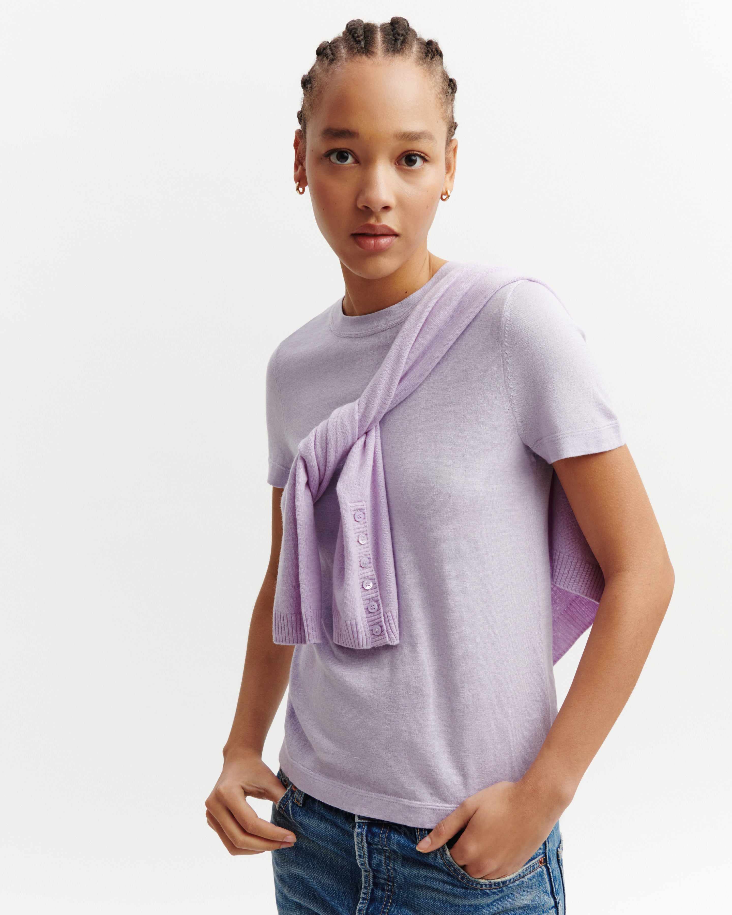 T-shirt ultrafin-JACINTHE-85% pima coton 15% cachemire