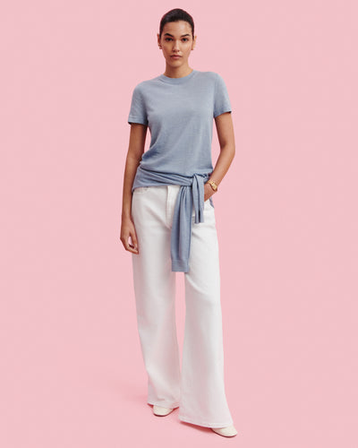 T-shirt Frida-BLEU GLACIER-85% pima coton 15% cachemire