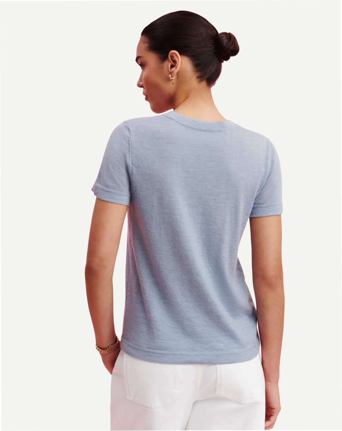 T-shirt Frida-BLEU GLACIER-85% pima coton 15% cachemire