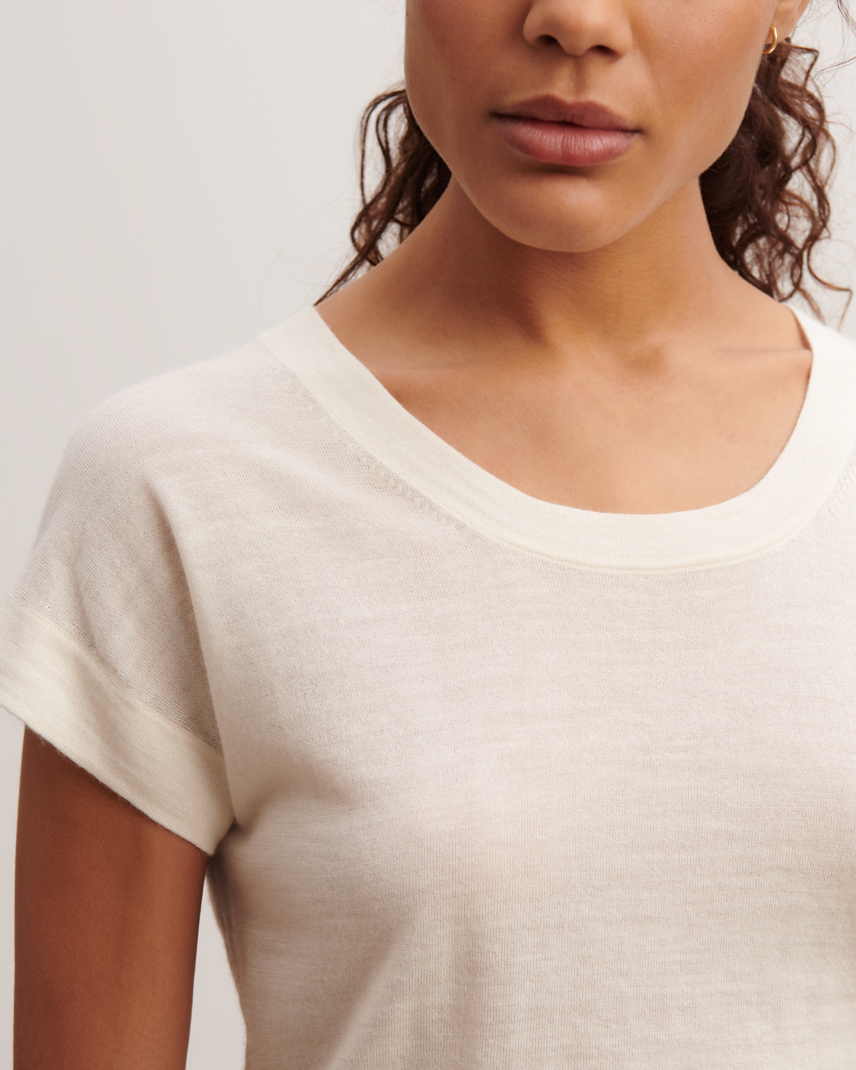 T-shirt col rond-NATUREL-70% cachemire 30% soie