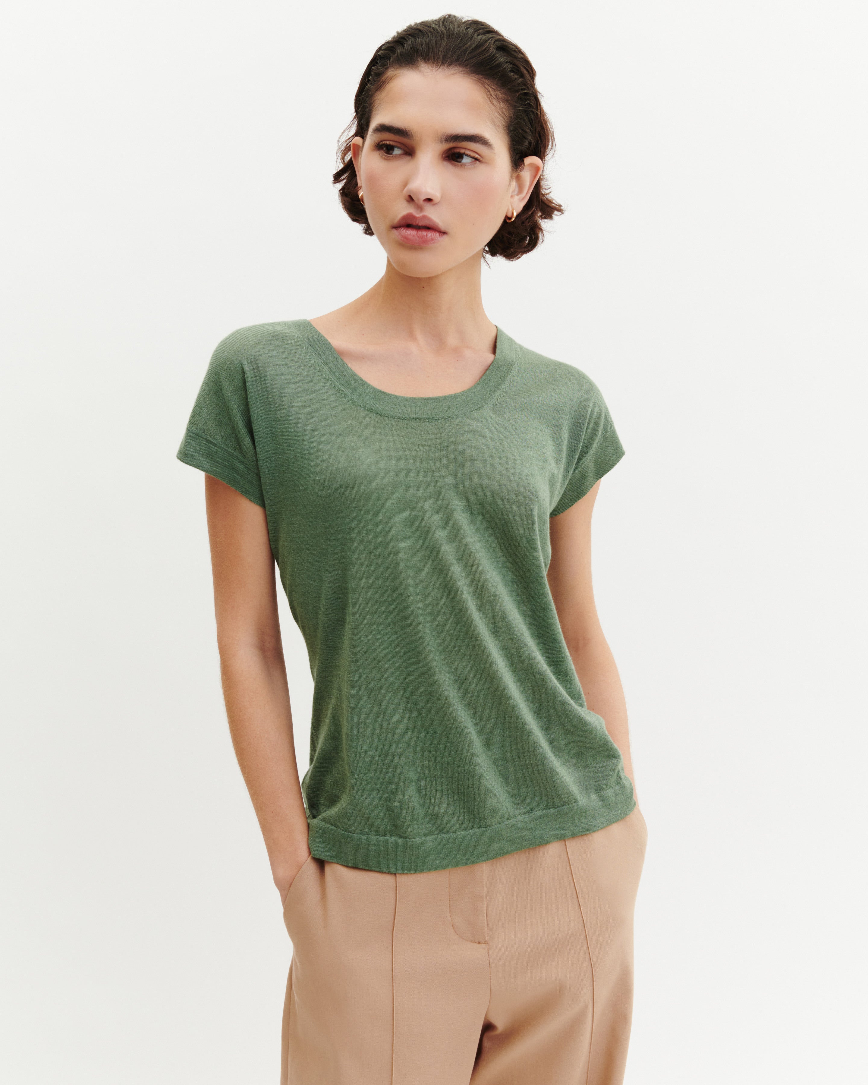 T-shirt col rond-JADE-70% cachemire 30% soie