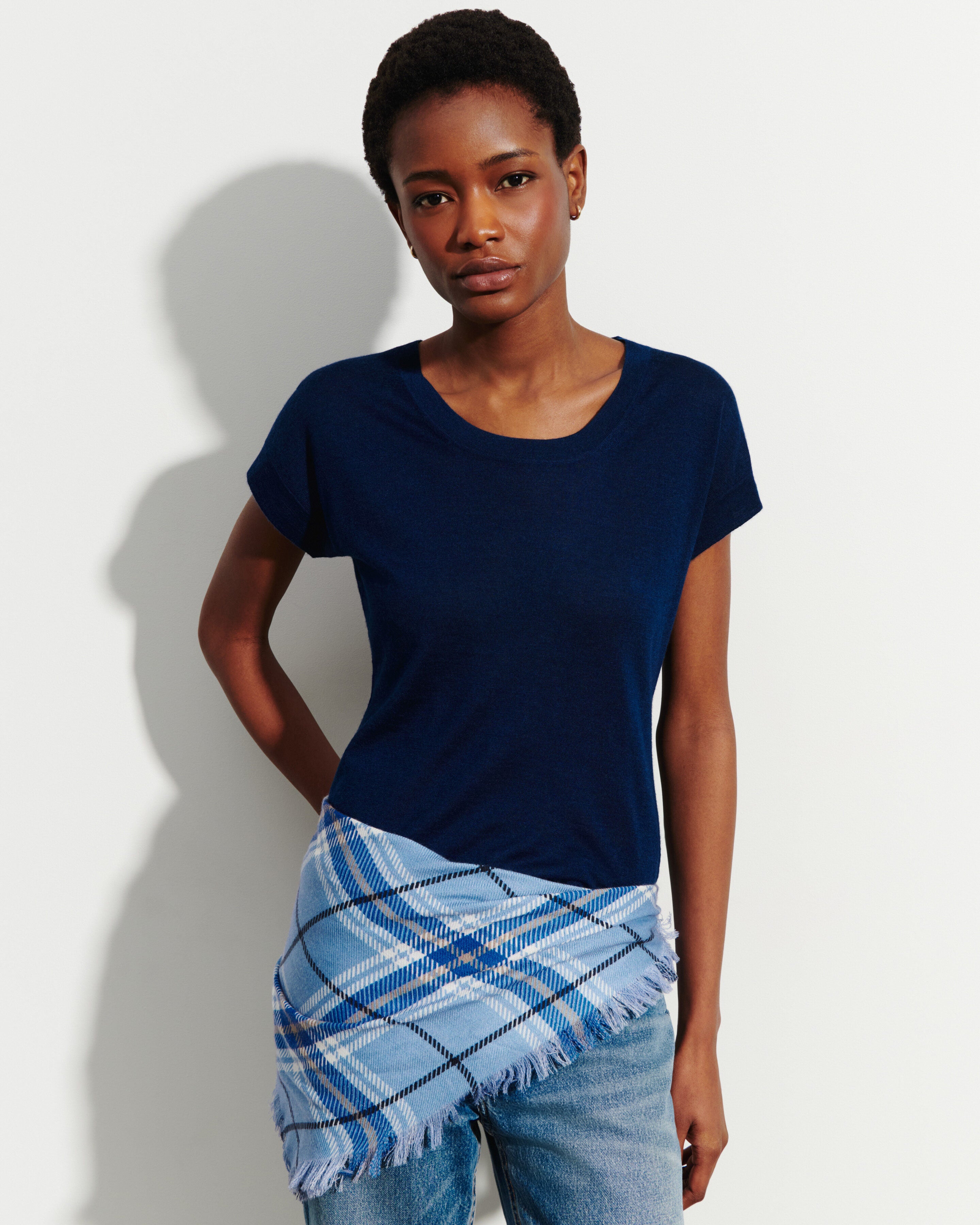 T-shirt col rond-AMIRAL-70% cachemire 30% soie