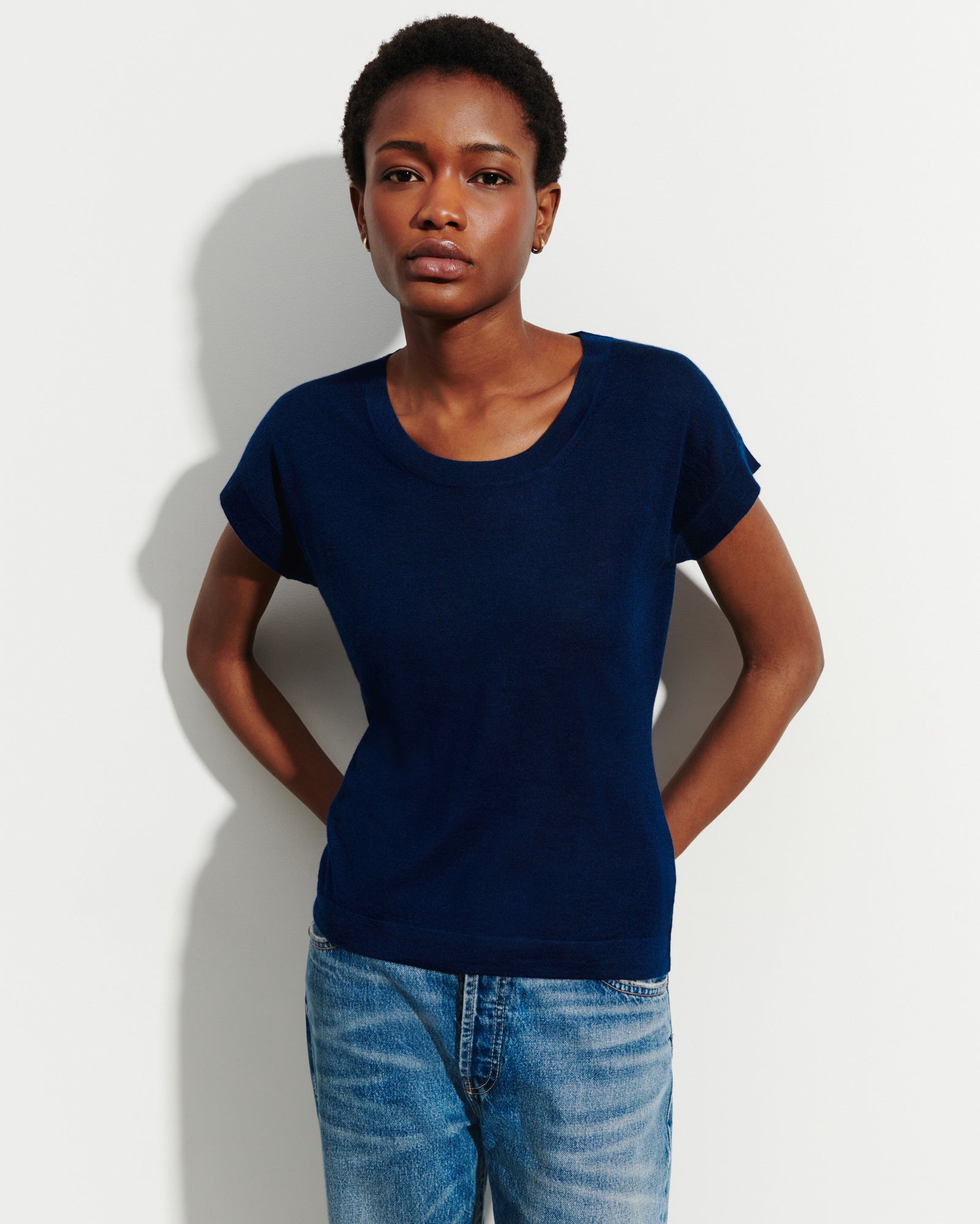 T-shirt col rond-AMIRAL-70% cachemire 30% soie