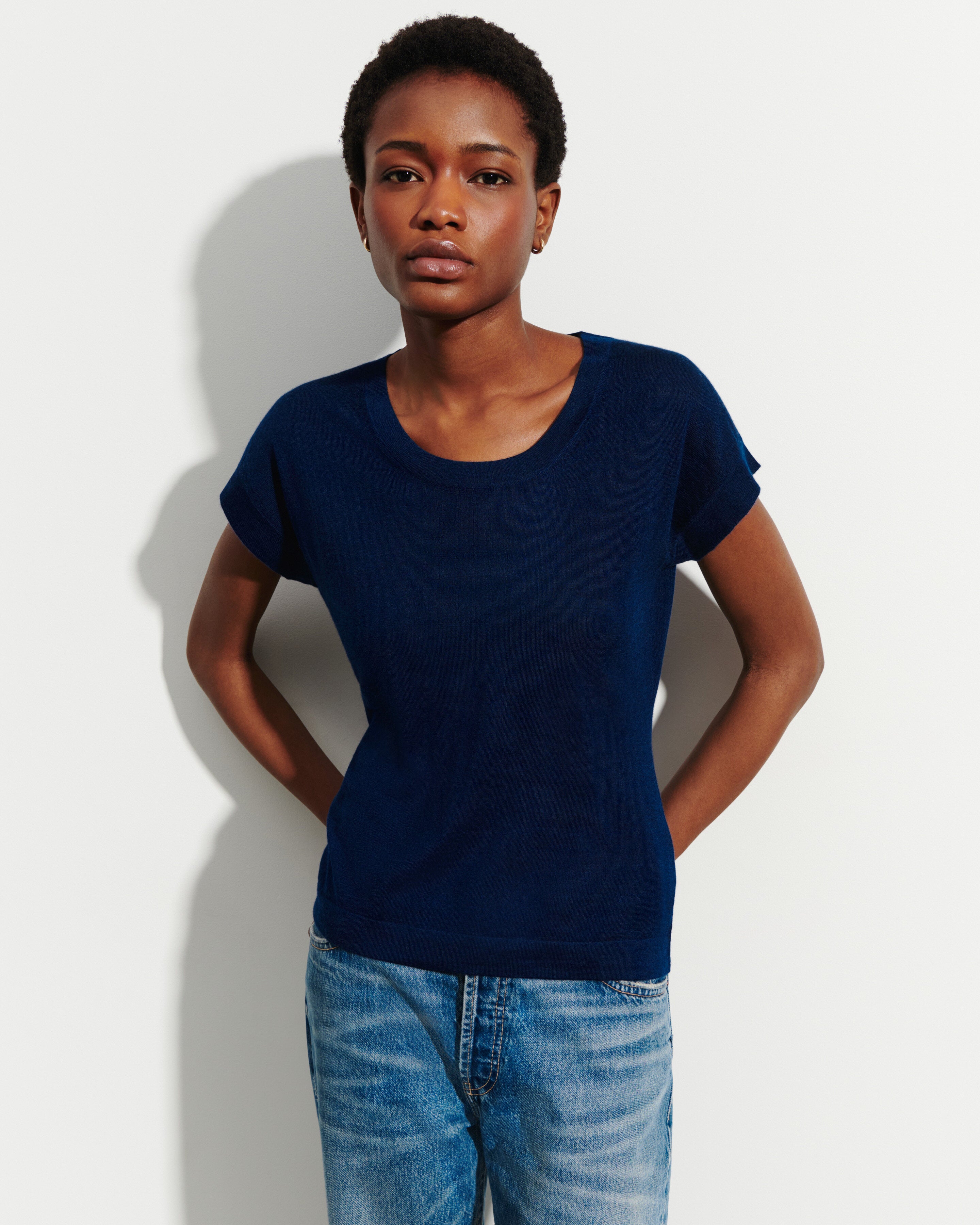 T-shirt col rond-AMIRAL-70% cachemire 30% soie