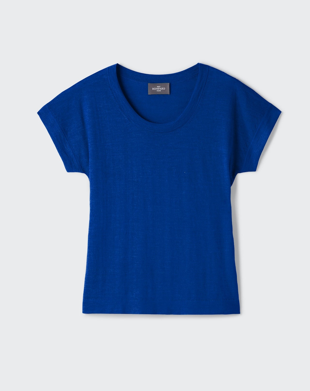 Col rond ultrafin manches courtes-BLEU APNEE-70% CACHEMIRE 30% SOIE