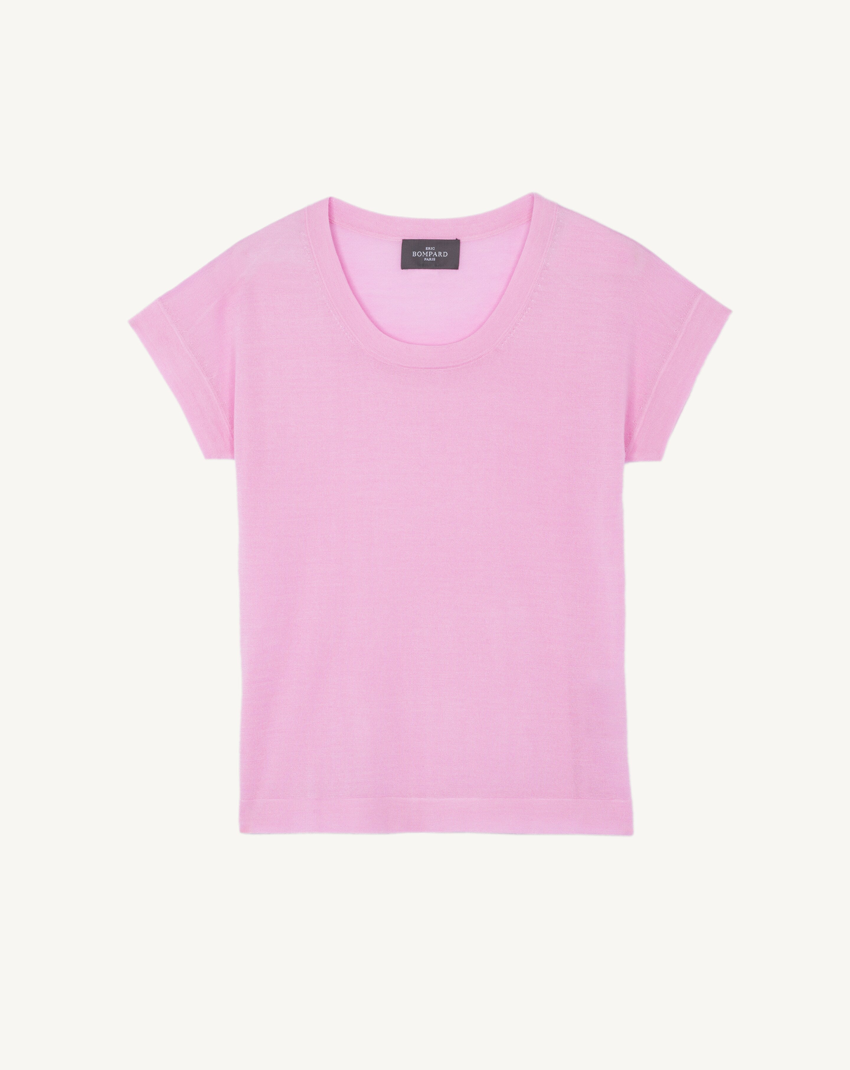 T-shirt col rond-ROSE INDIEN-70% cachemire 30% soie