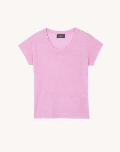 T-shirt col rond-ROSE INDIEN-70% cachemire 30% soie
