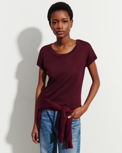 T-shirt col rond-OXALIS-70% cachemire 30% soie