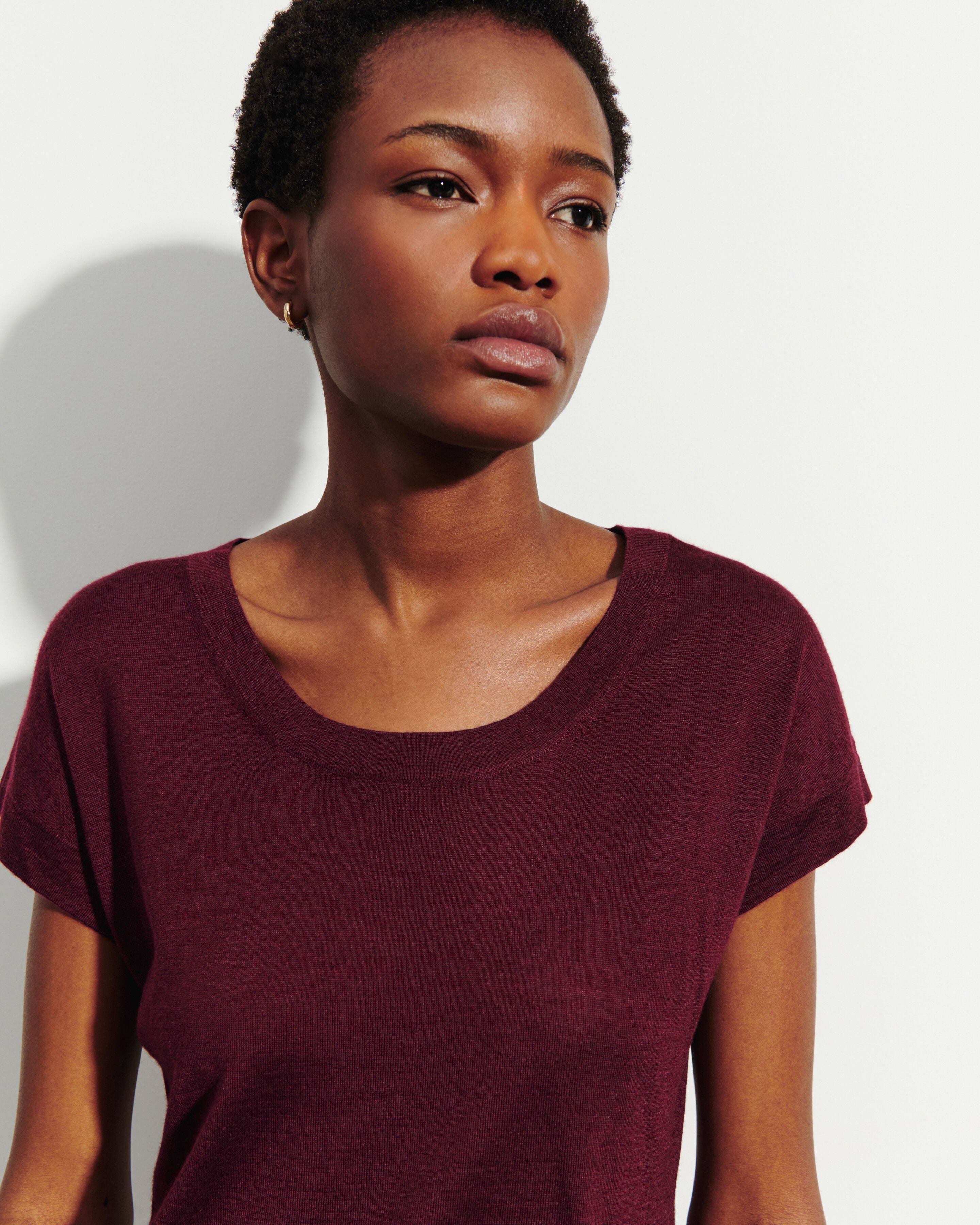 T-shirt col rond-OXALIS-70% cachemire 30% soie