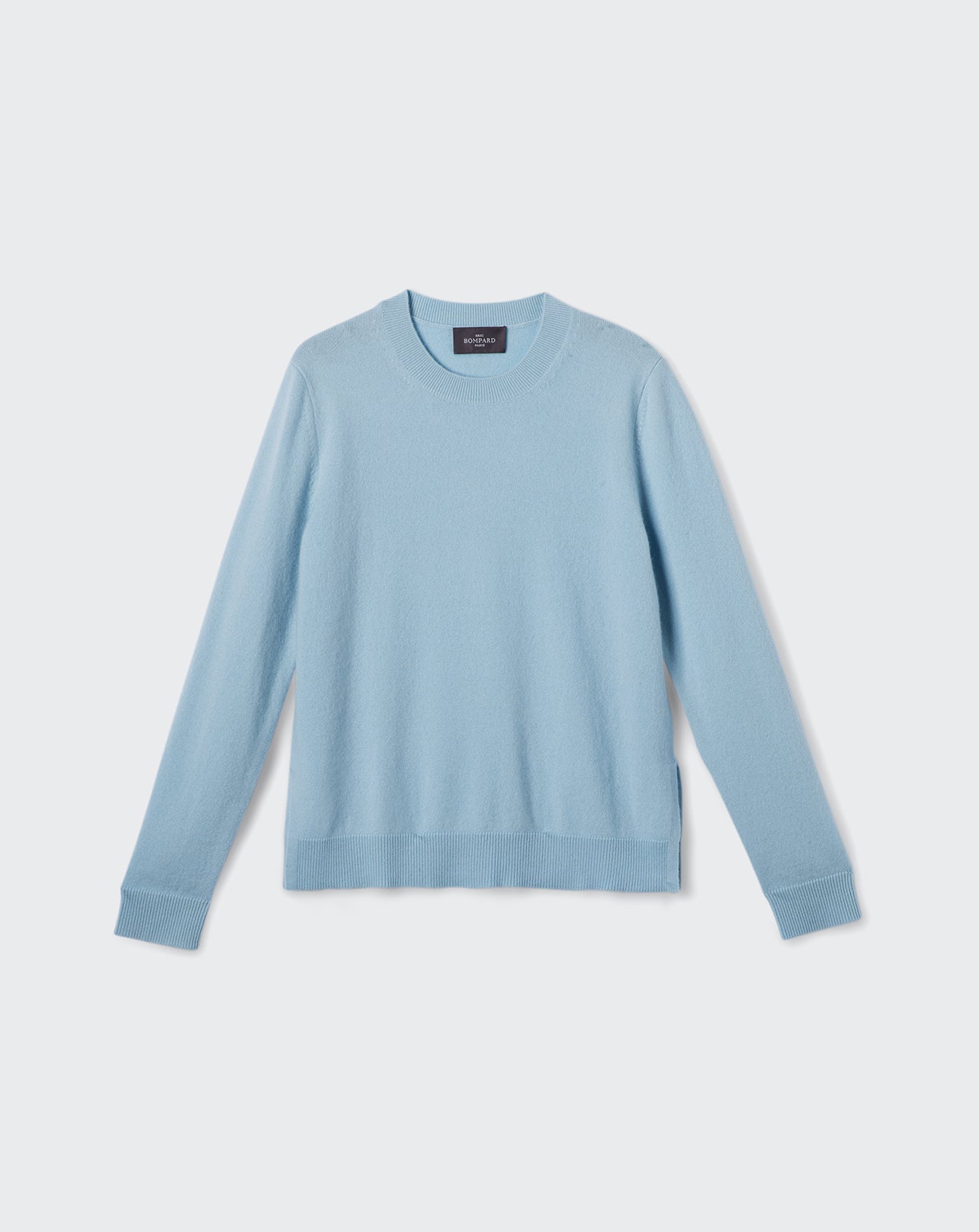 Pull col rond ample fentes côtés-BLEU ZELLIGE-100% CACHEMIRE