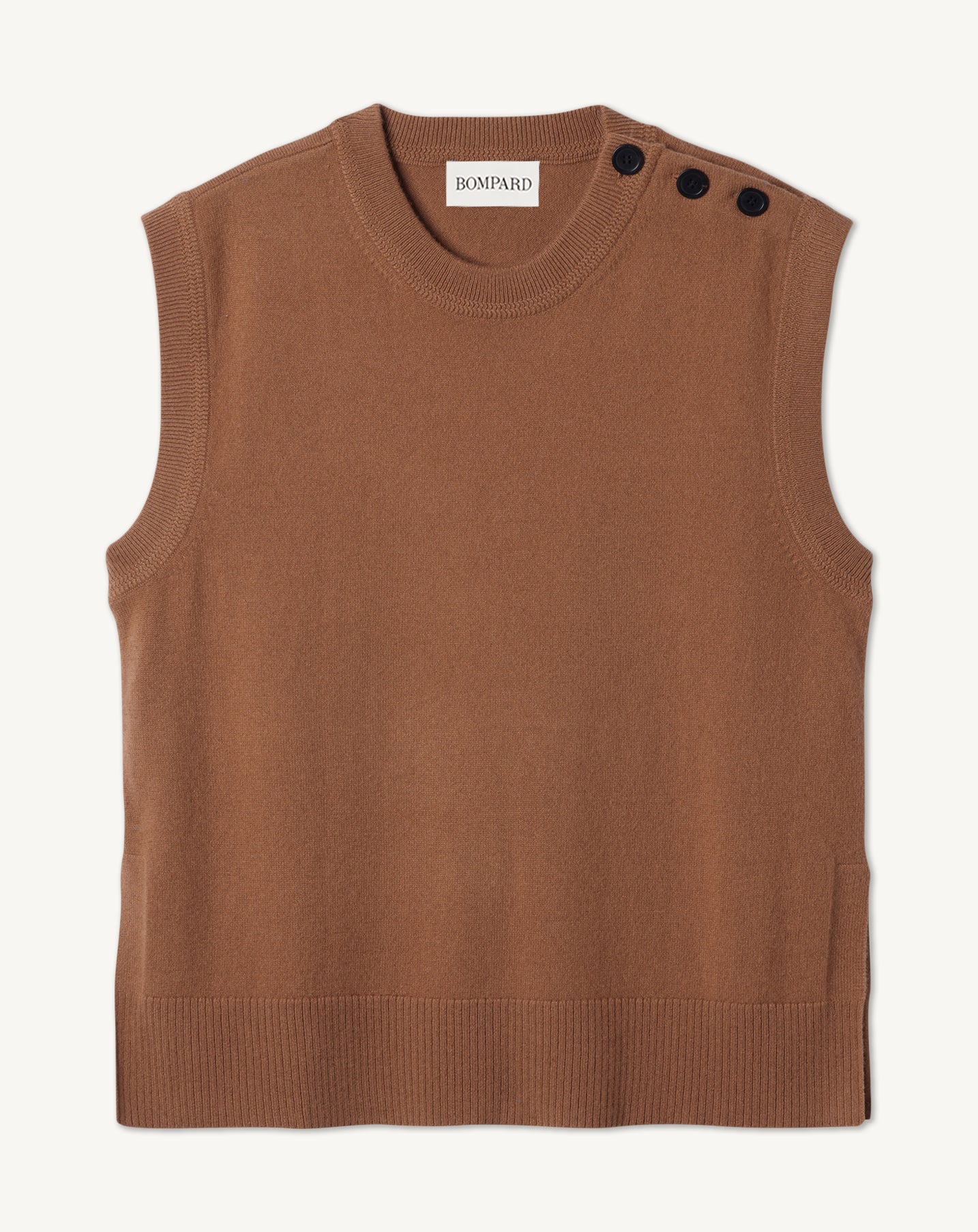 Col rond sans manches à boutons-VICUNA-100% CACHEMIRE