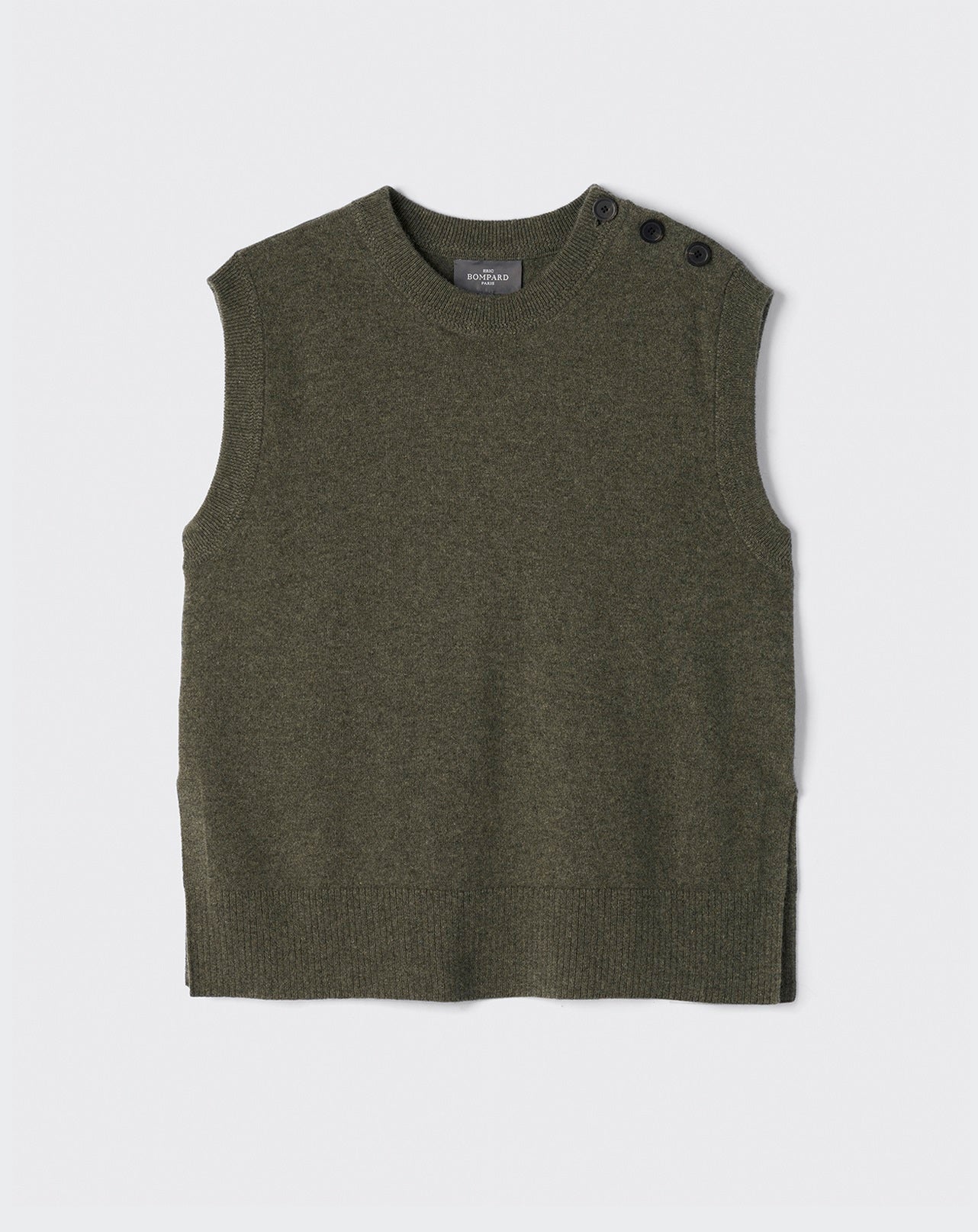 Pull sans manches-KAKI OMBRE-100% CACHEMIRE