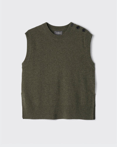 Pull sans manches-KAKI OMBRE-100% CACHEMIRE