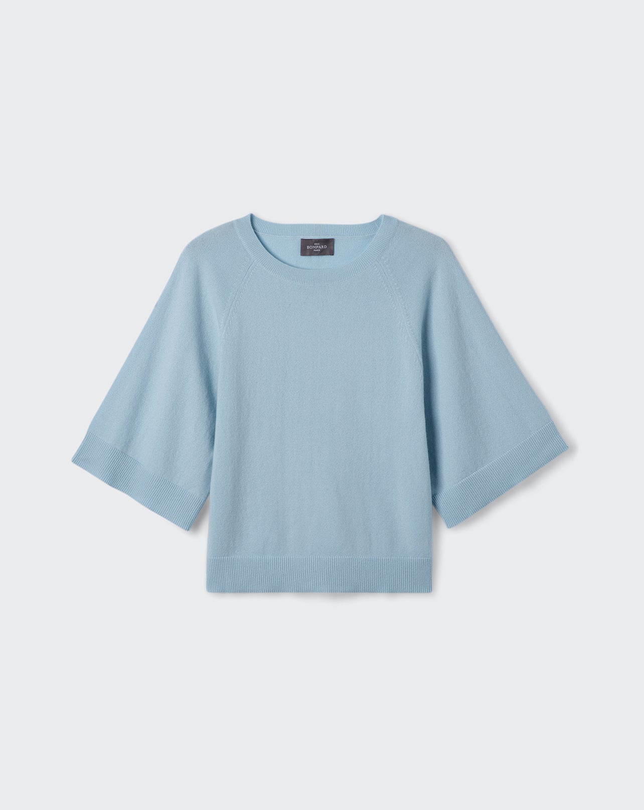 Pull col rond manches kimono-BLEU ZELLIGE-100% CACHEMIRE