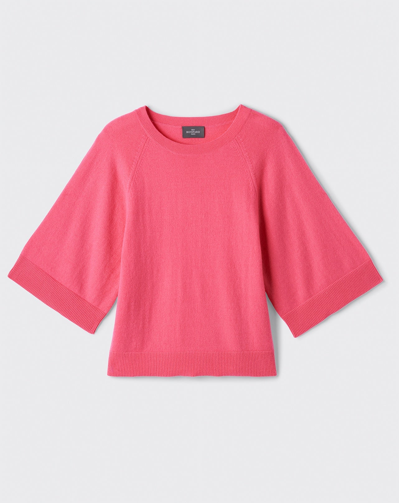 Pull col rond kimono-BUBBLE GUM-100% CACHEMIRE