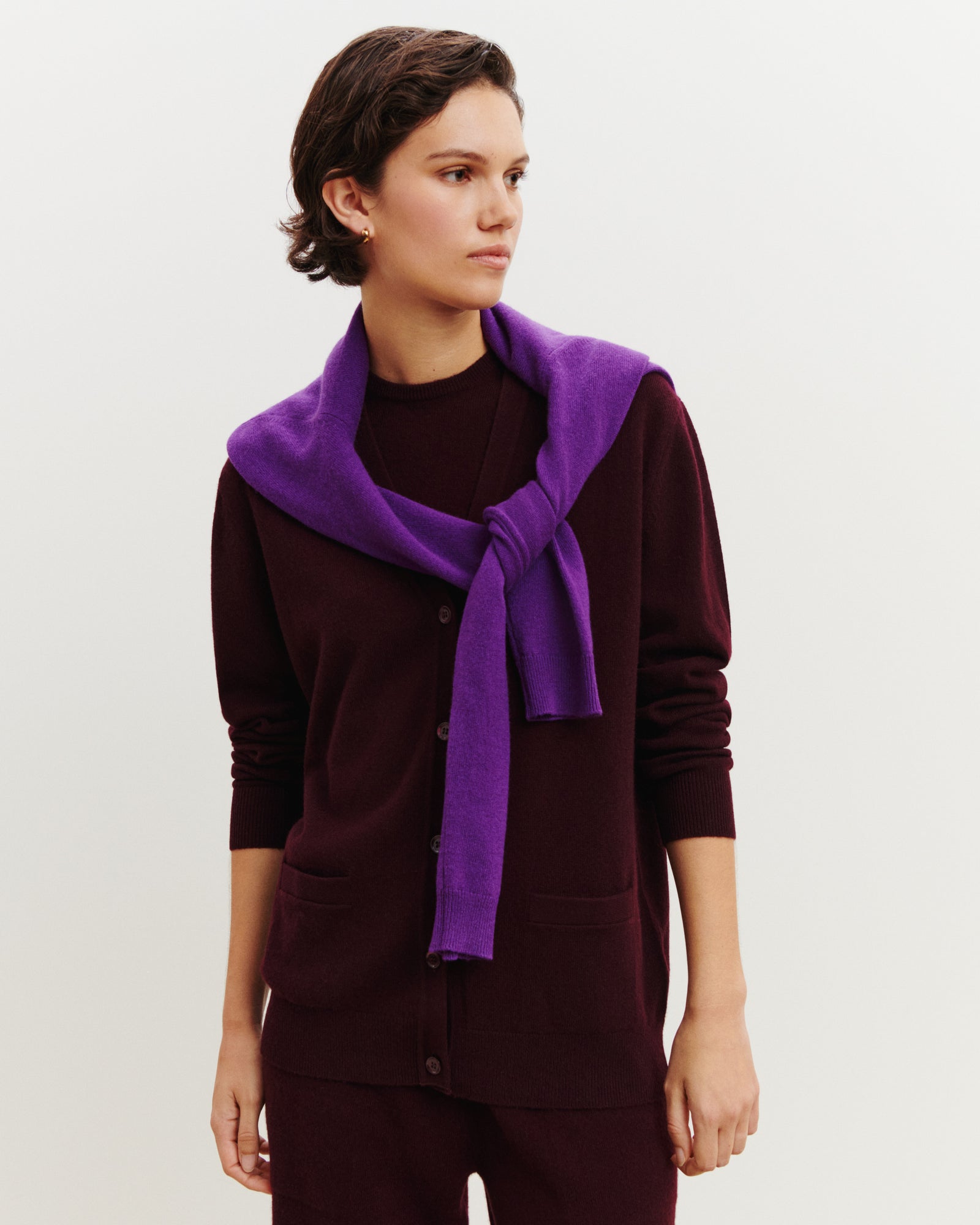 Gilet Origines-GRENAT-100% cachemire