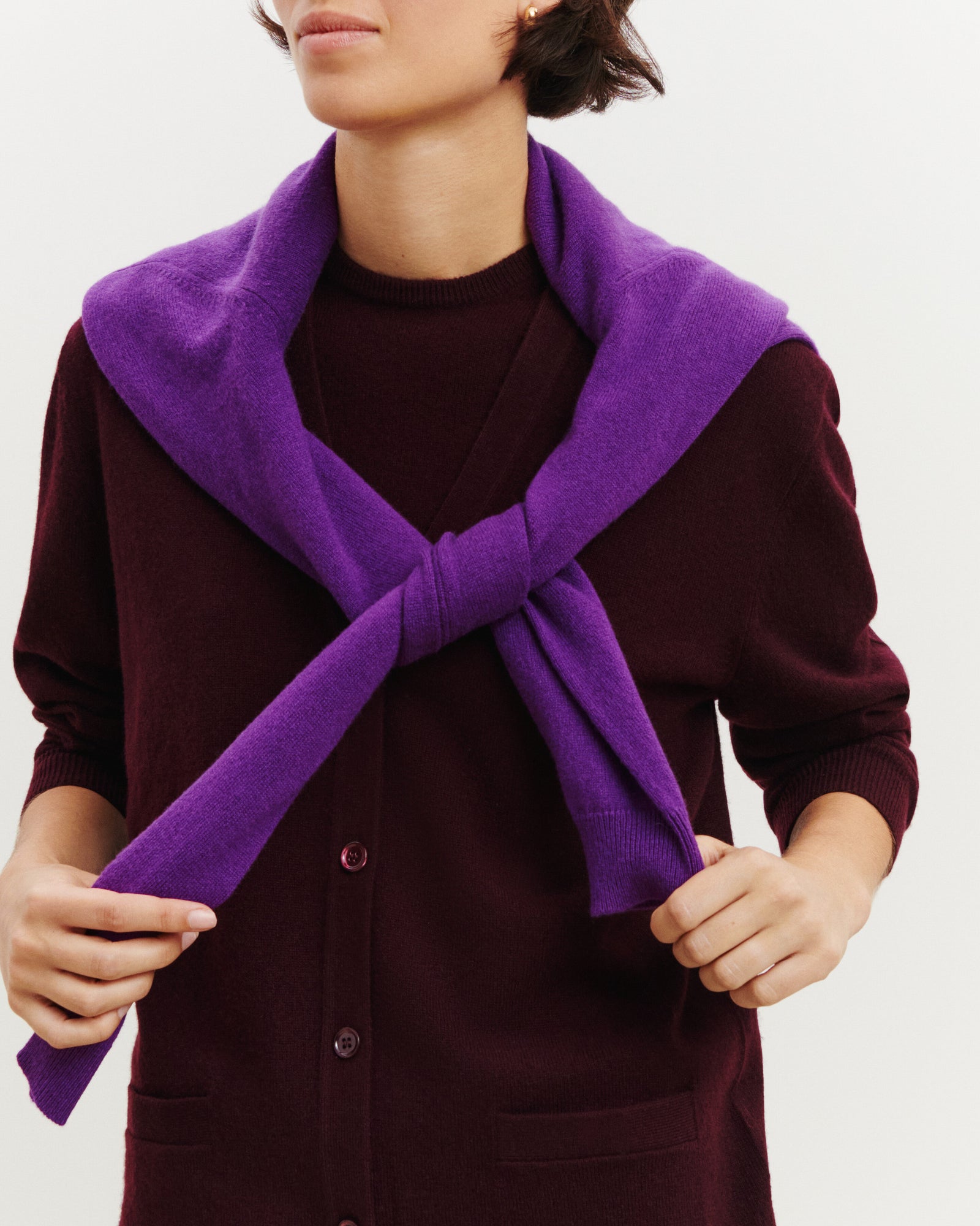 Gilet Origines-GRENAT-100% cachemire
