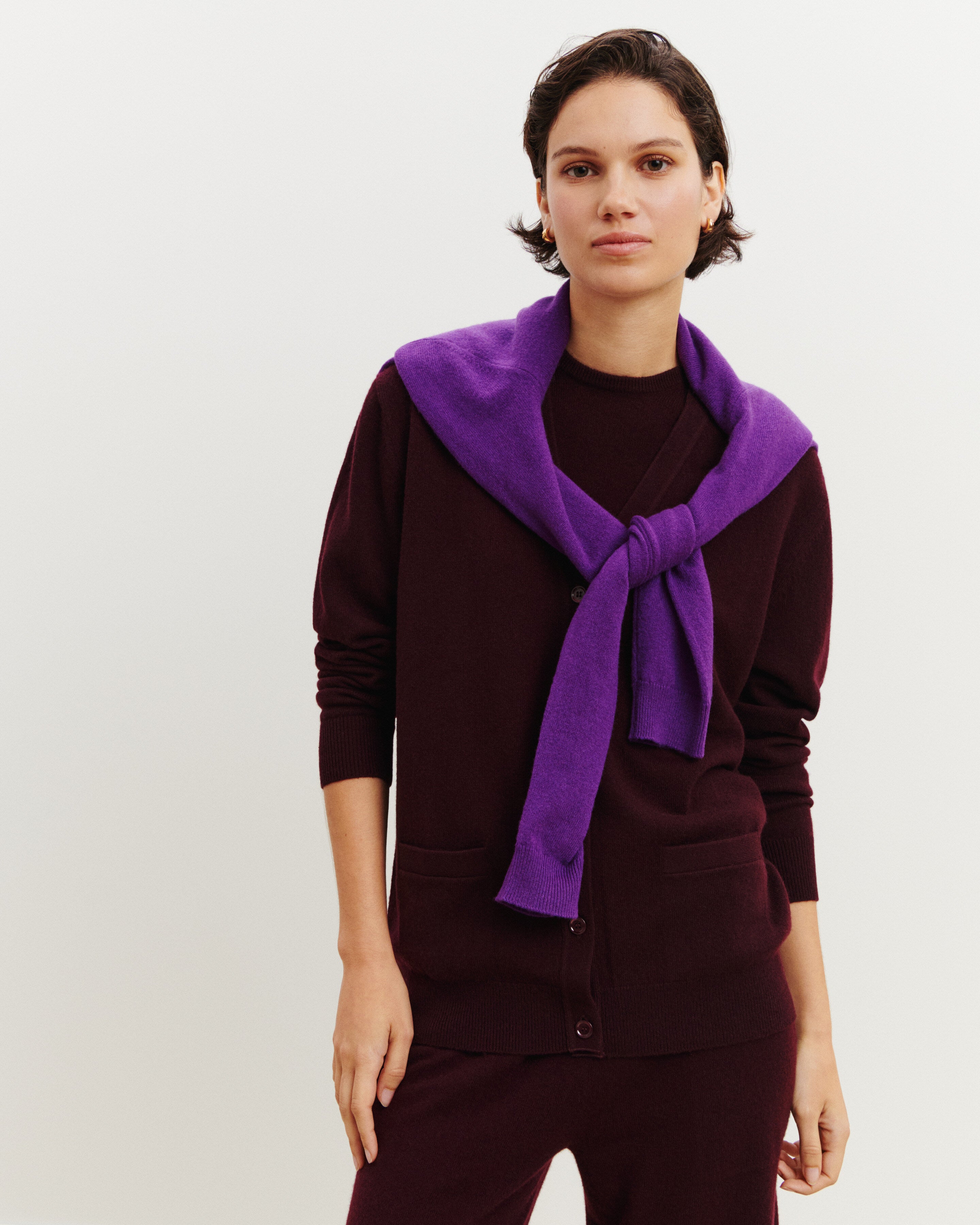 Gilet Origines-GRENAT-100% cachemire