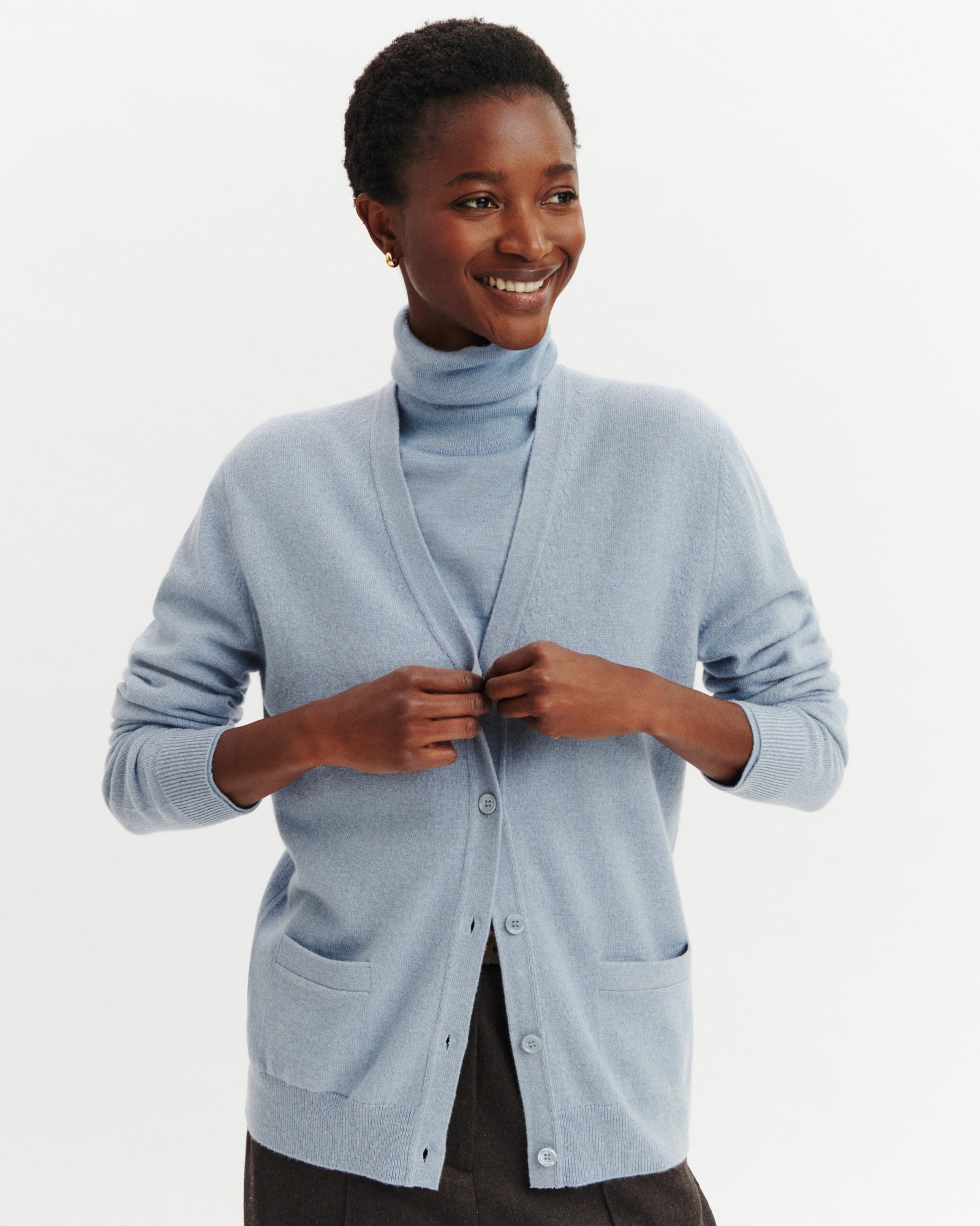 Gilet Origines-BLEU GLACIER-100% cachemire