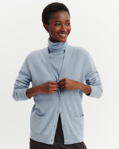 Gilet Origines-BLEU GLACIER-100% cachemire