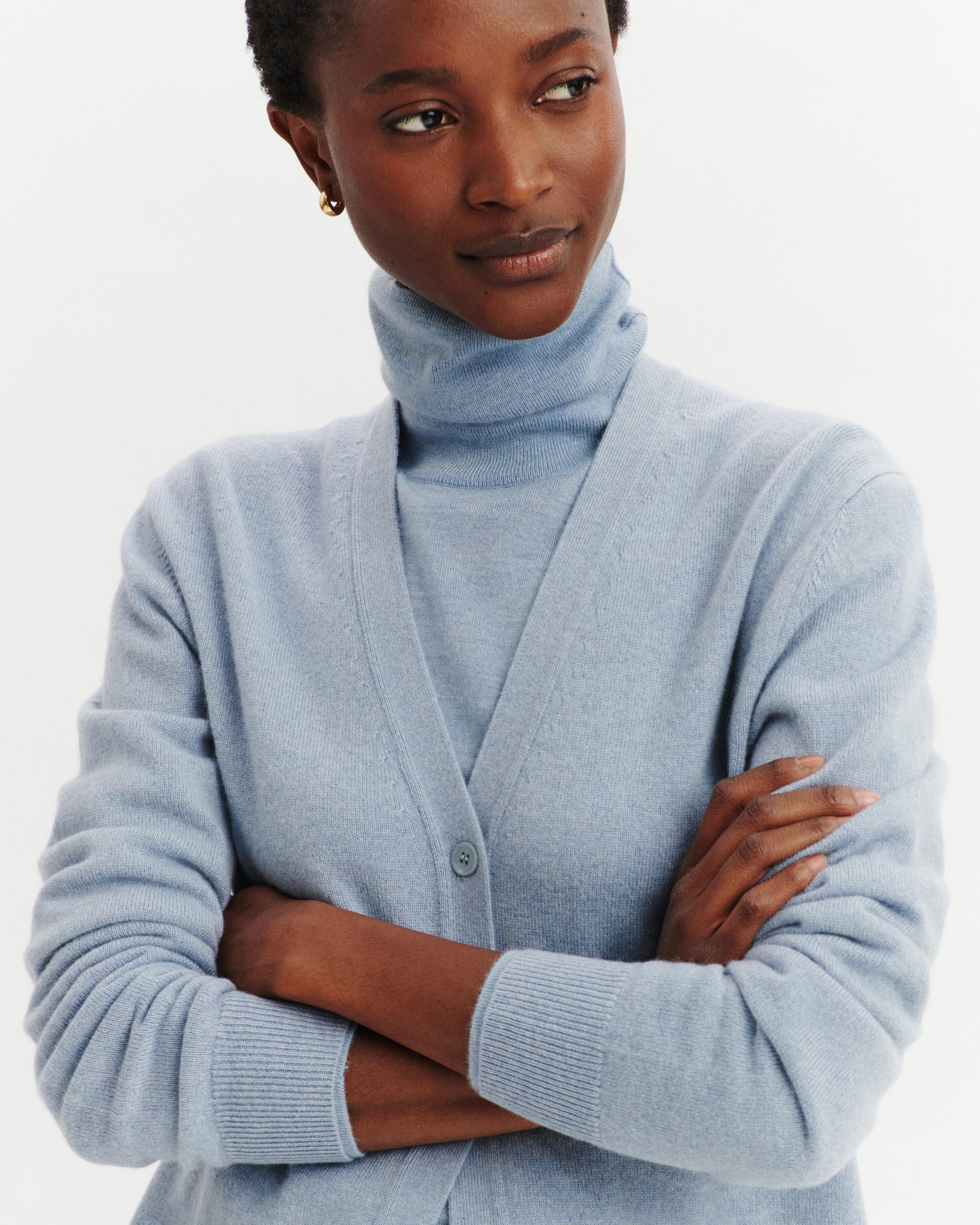 Gilet Origines-BLEU GLACIER-100% cachemire