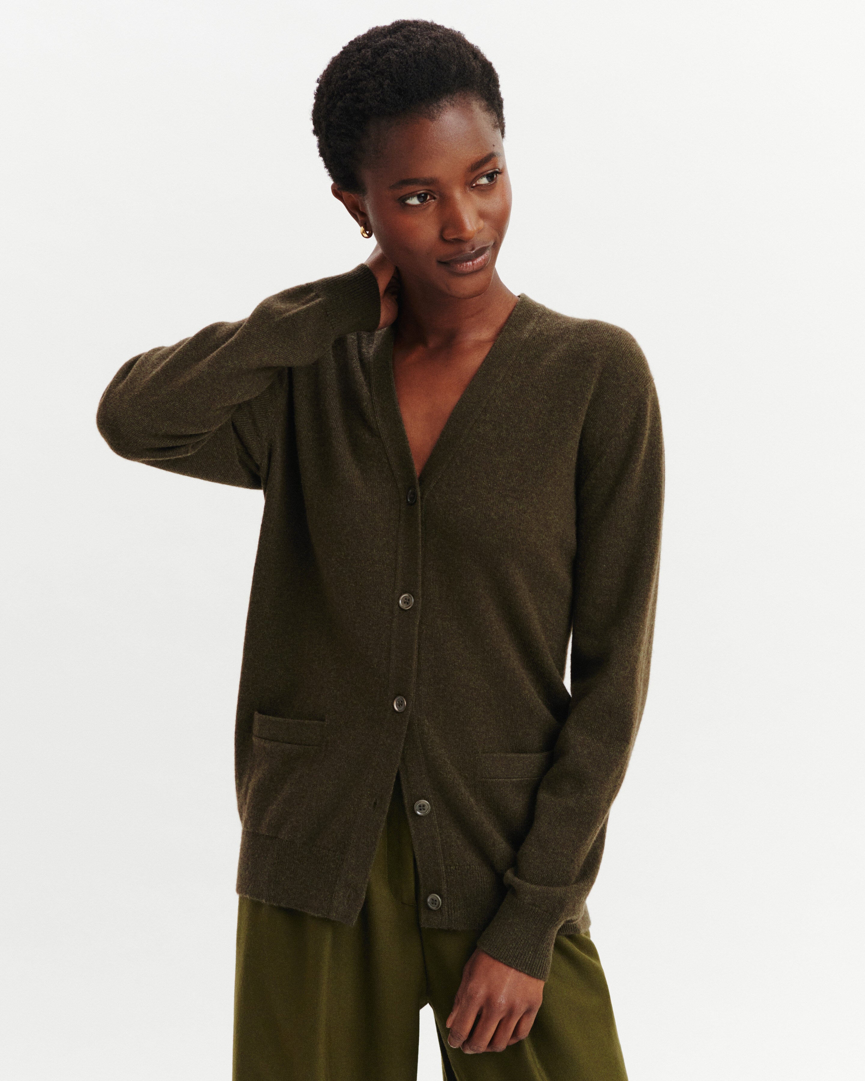 Gilet Origines-KAKI KOMBU-100% cachemire