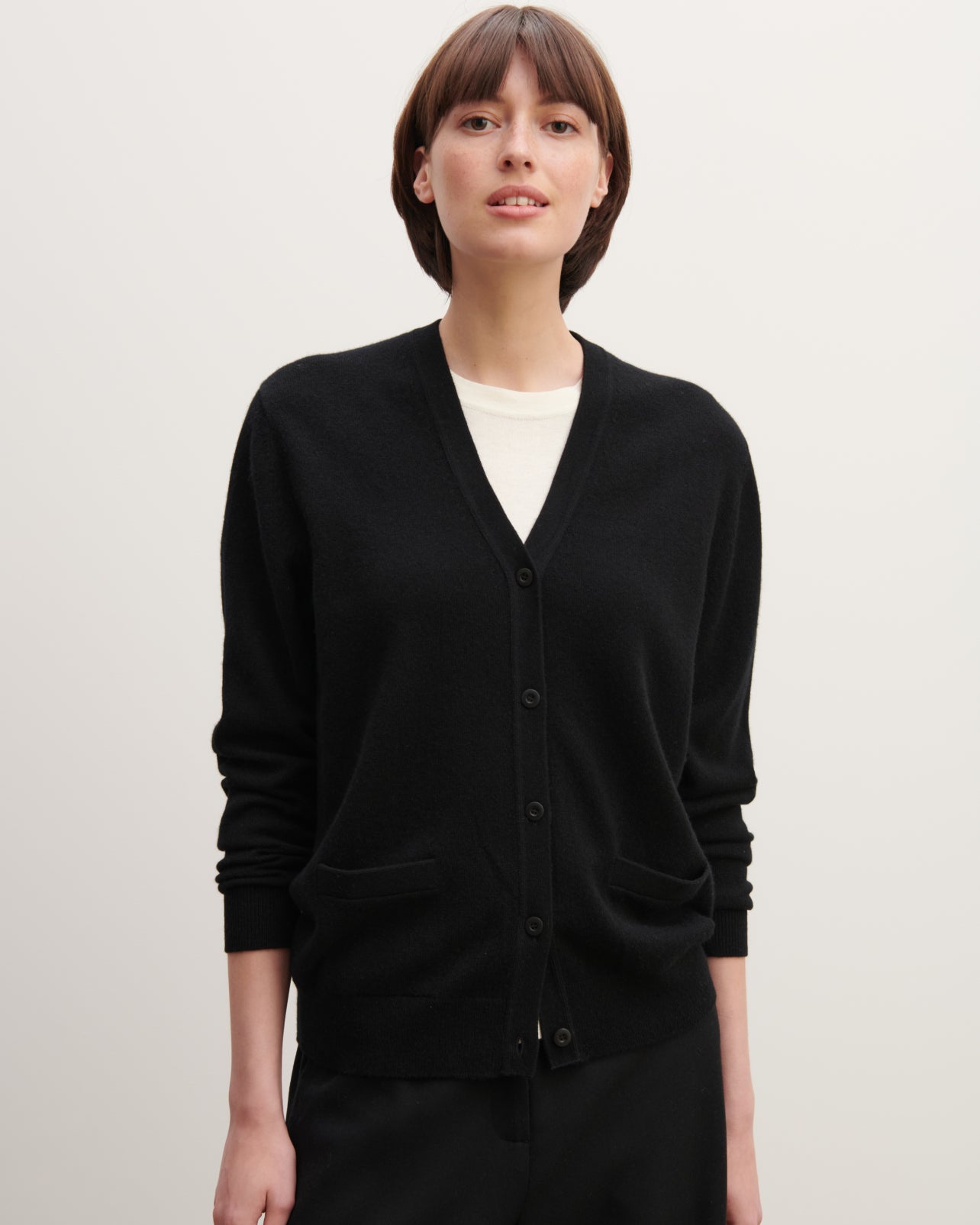 Gilet classique-NOIR-100% CACHEMIRE