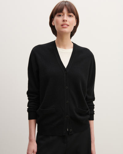 Gilet classique-NOIR-100% CACHEMIRE